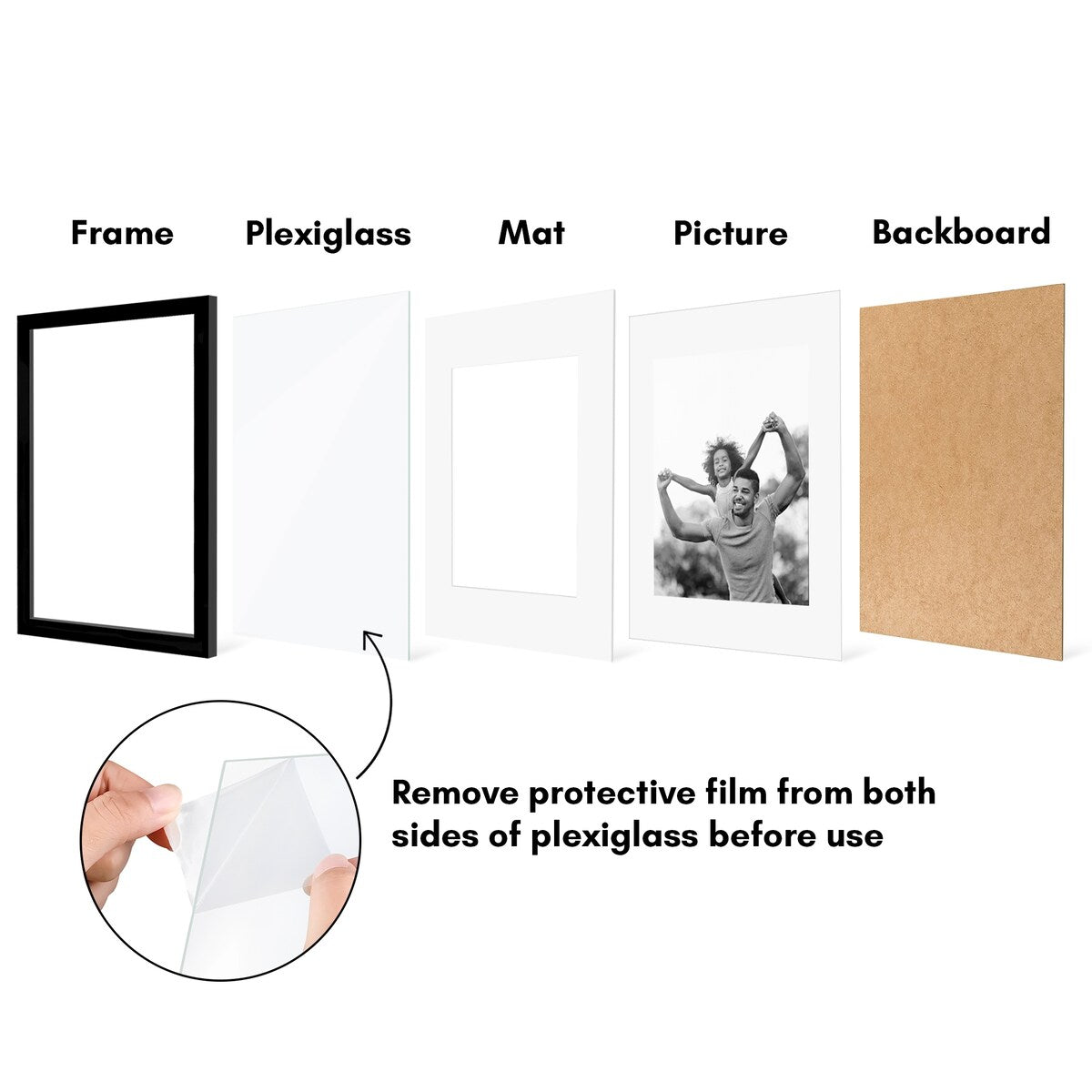 Americanflat 5 Pack of Picture Frames with Mat - Plexiglass Cover