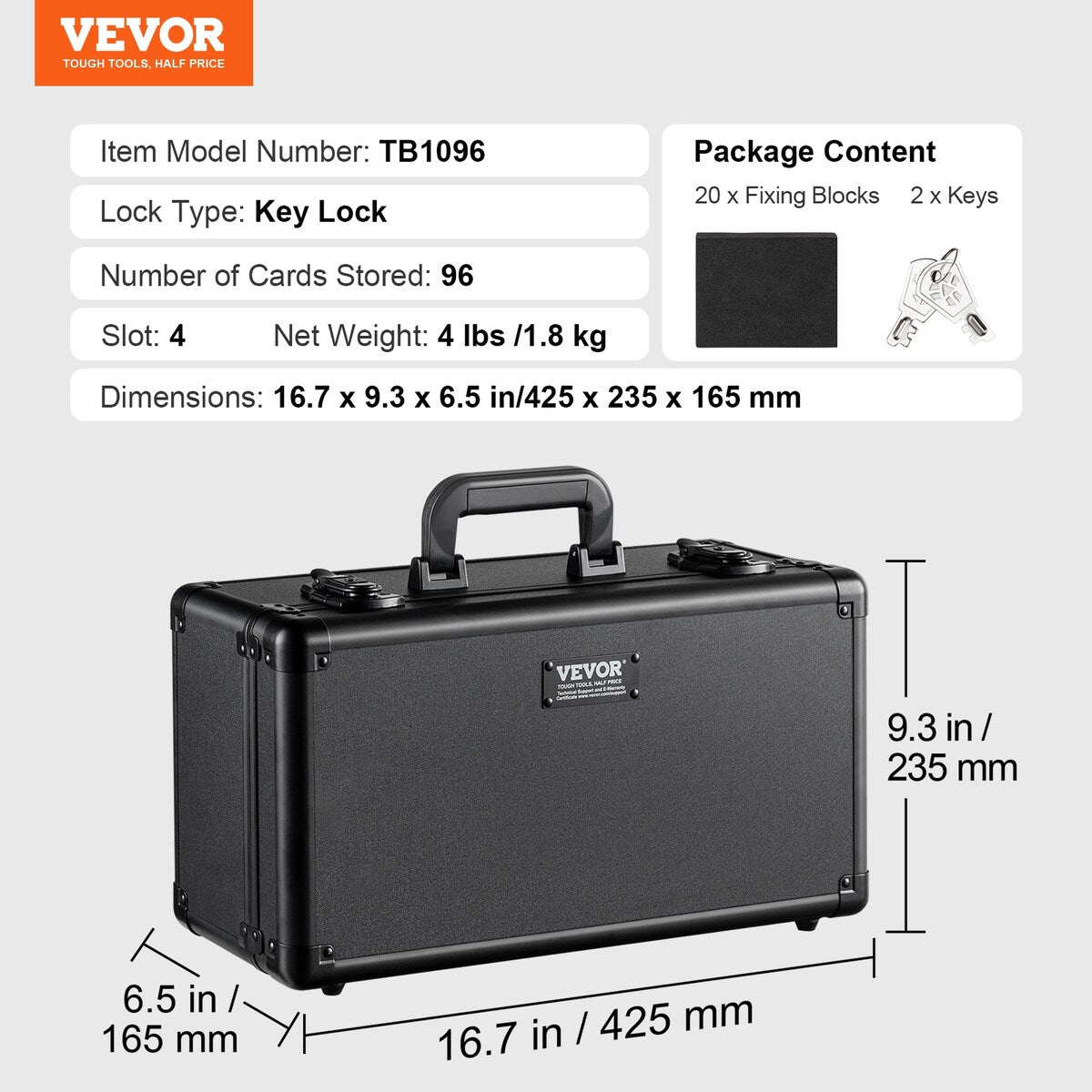 VEVOR Graded Card Storage Box, for PSA Graded Cards BGS Cards SGC Cards Top Loaders or Loose Cards