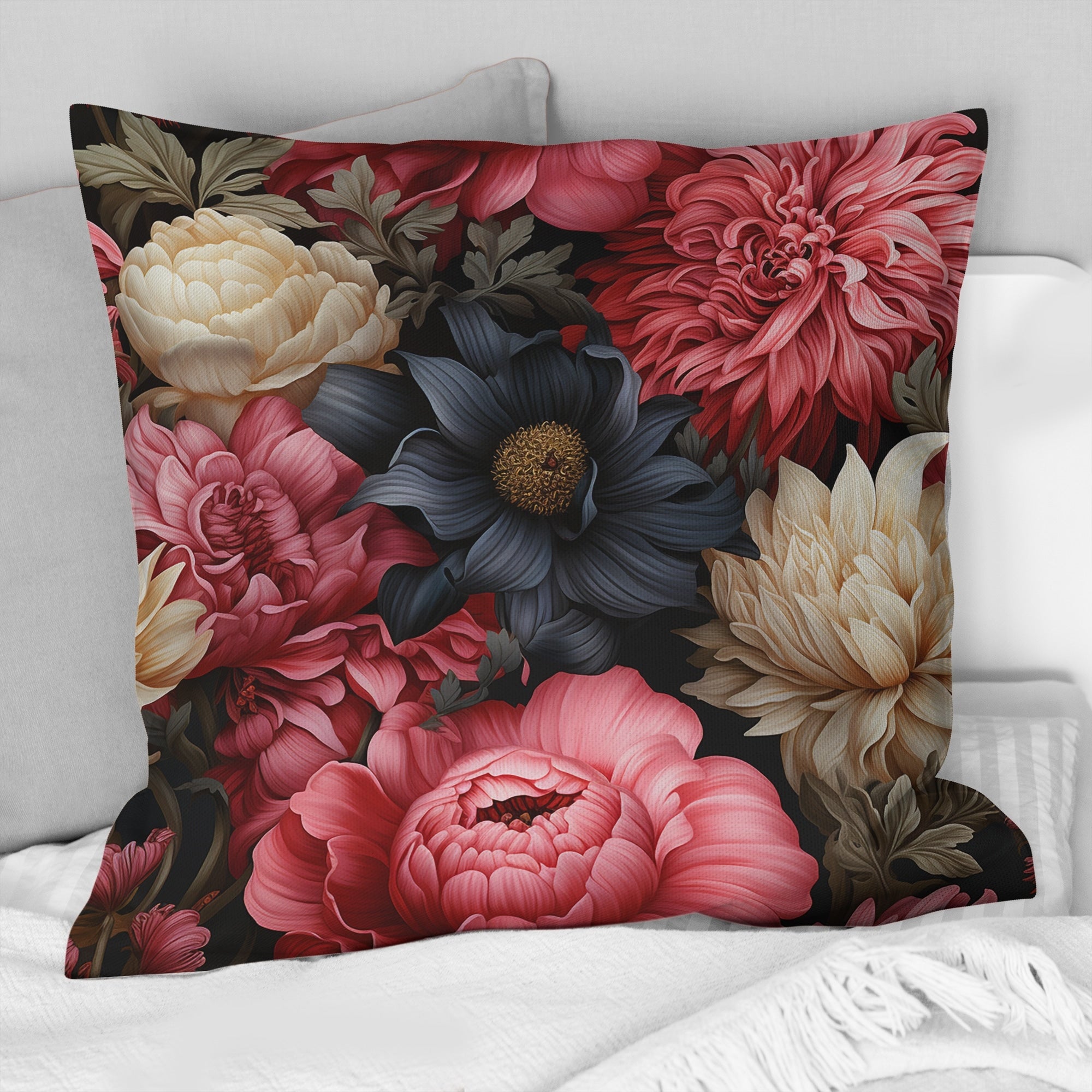 Designart Victorian Pink And Beige Floral Pattern I Floral Printed Throw Pillow