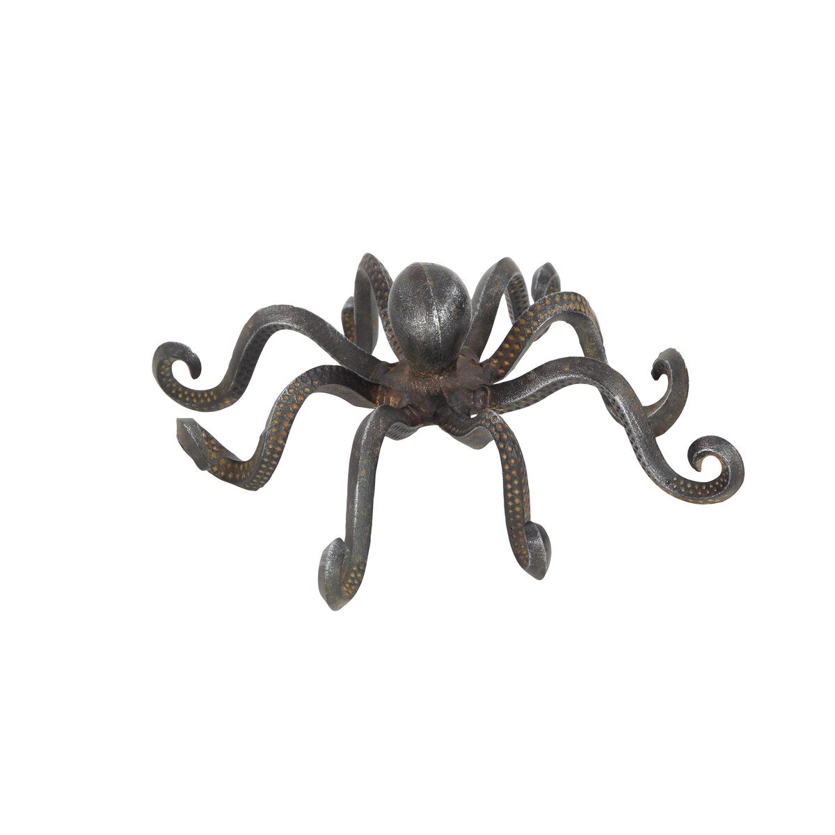 Metal Octopus Decorative Sculpture with Long Tentacles and Suctions Detailing - Black - Roche River Decor