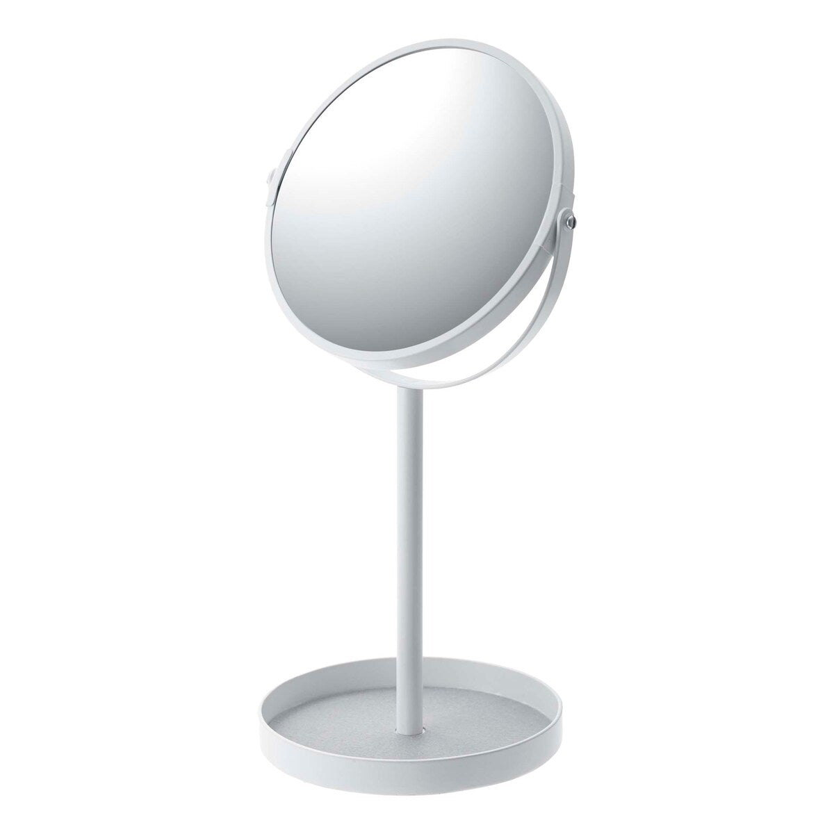 Yamazaki Home Vanity Mirror, Steel, Mirror diameter 6.75 inches - L 5.51 x W 6.89 x H 12.99 inches