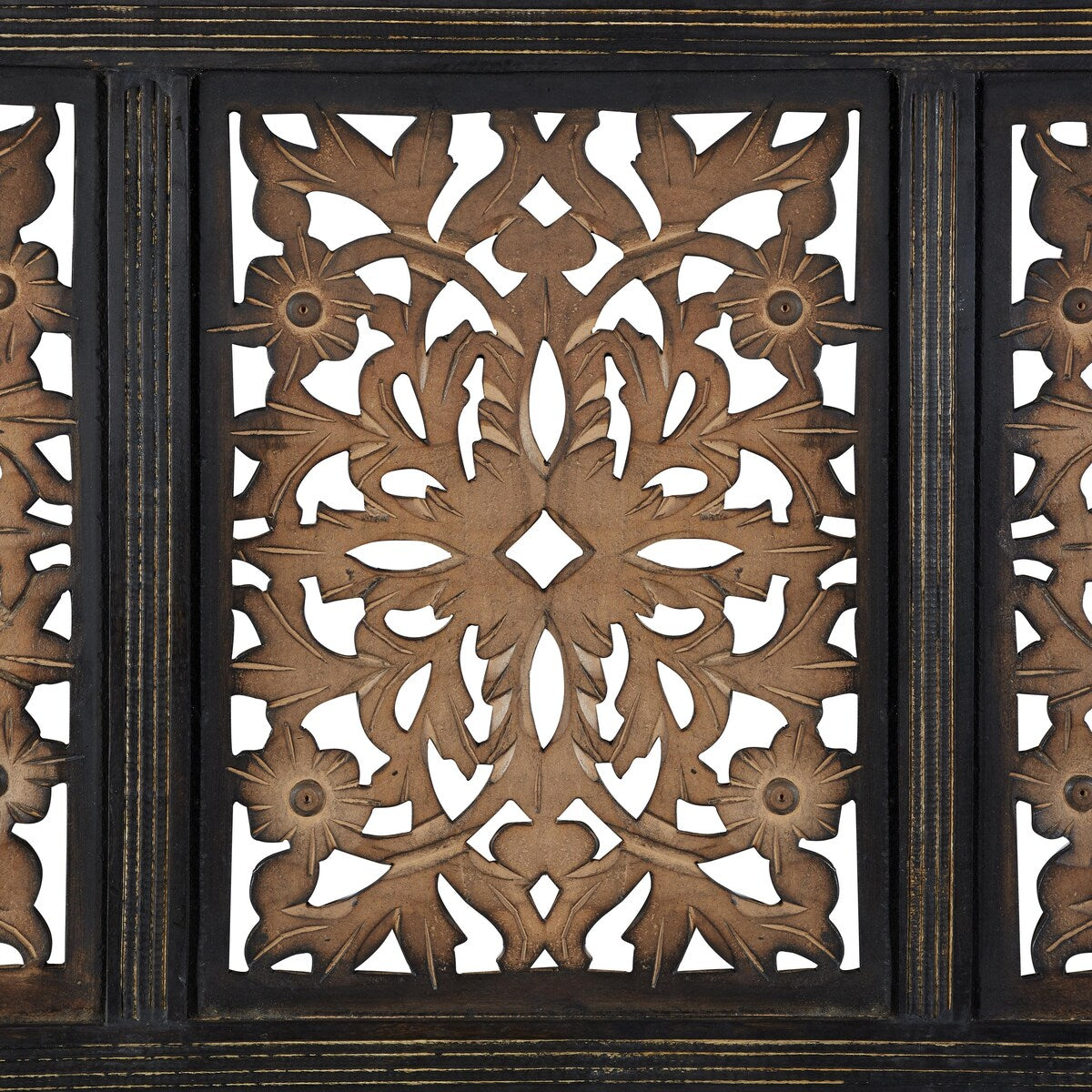 Wooden Floral Handmade Intricately Carved Home Wall Decor - Brown - Roche River Decor