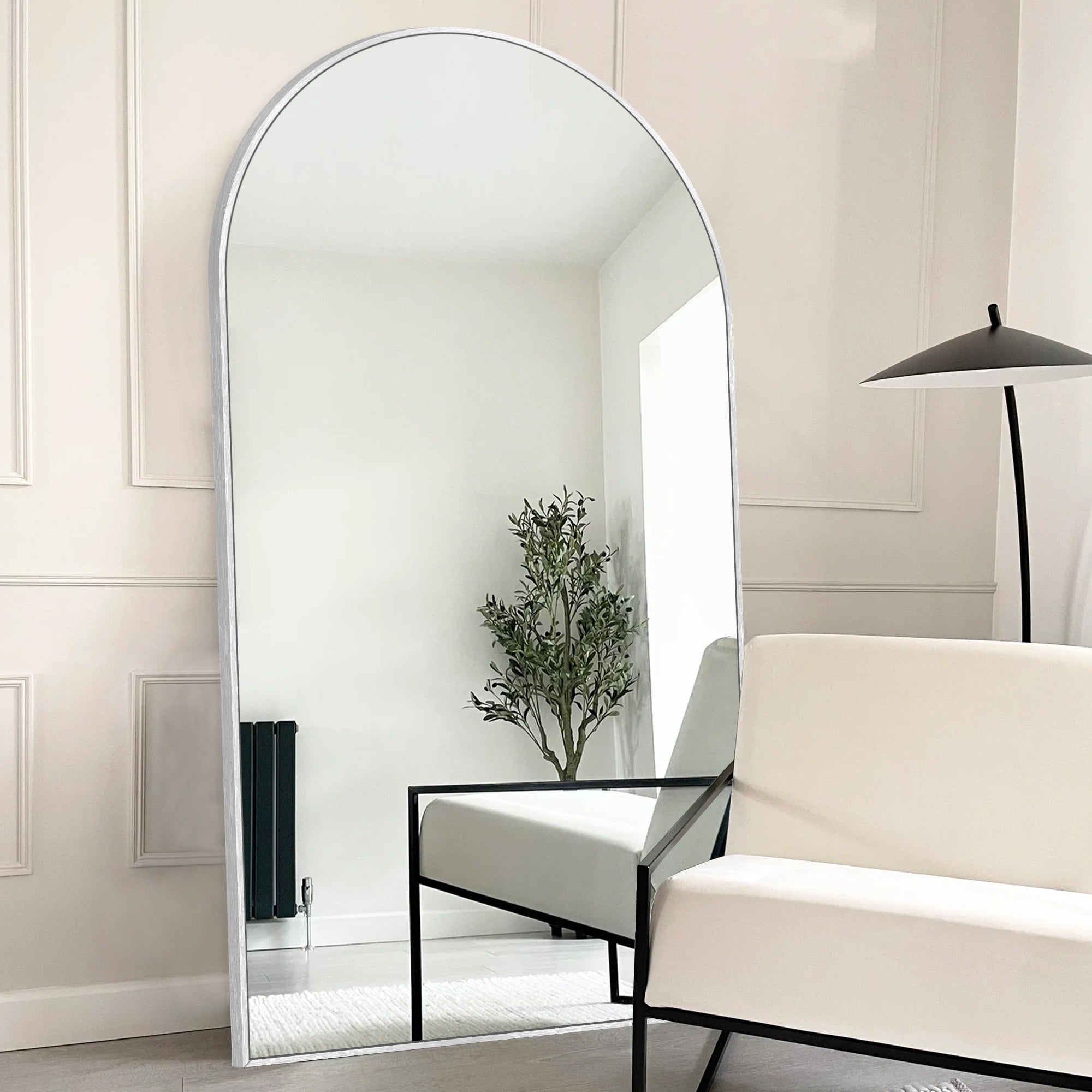 Modern Arched Full Length Aluminum Alloy Floor Mirror Standing Mirror