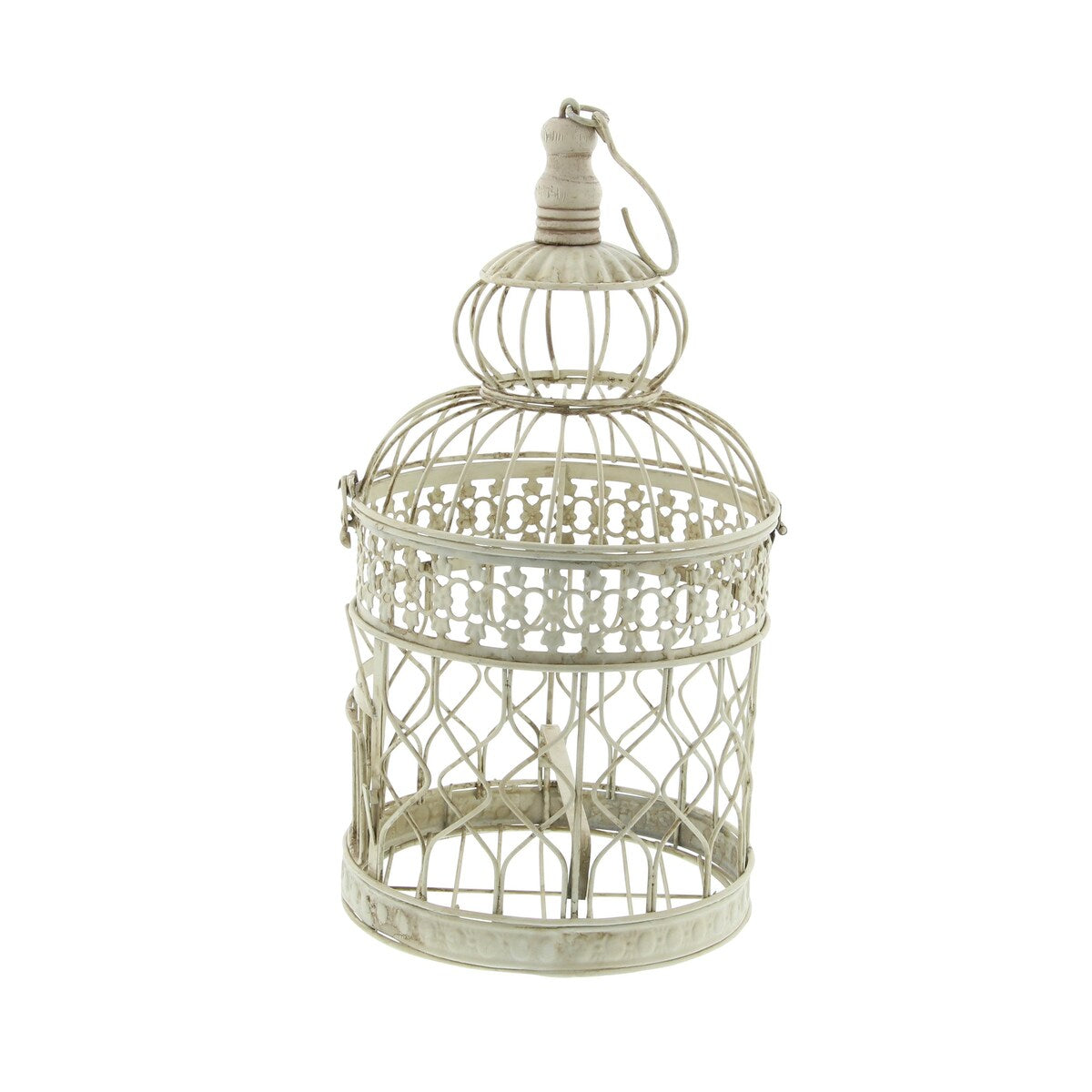 Metal Hinged Top Birdcage with Latch Lock Closure and Hanging Hook - Set of 2 Cream - Roche River Decor