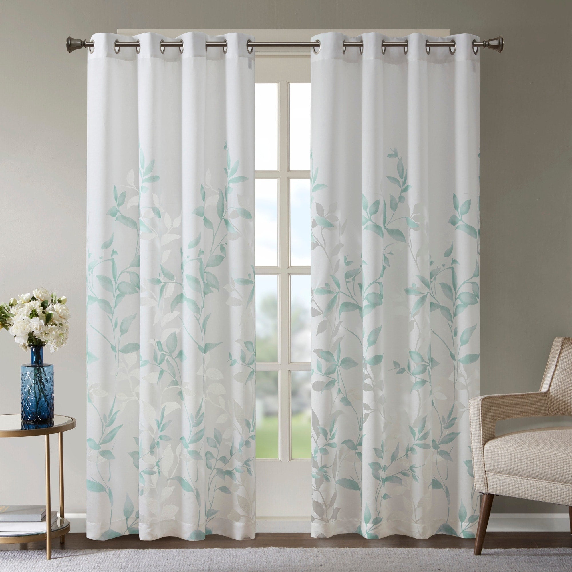 Madison Park Vera Burnout Printed Curtain Panel