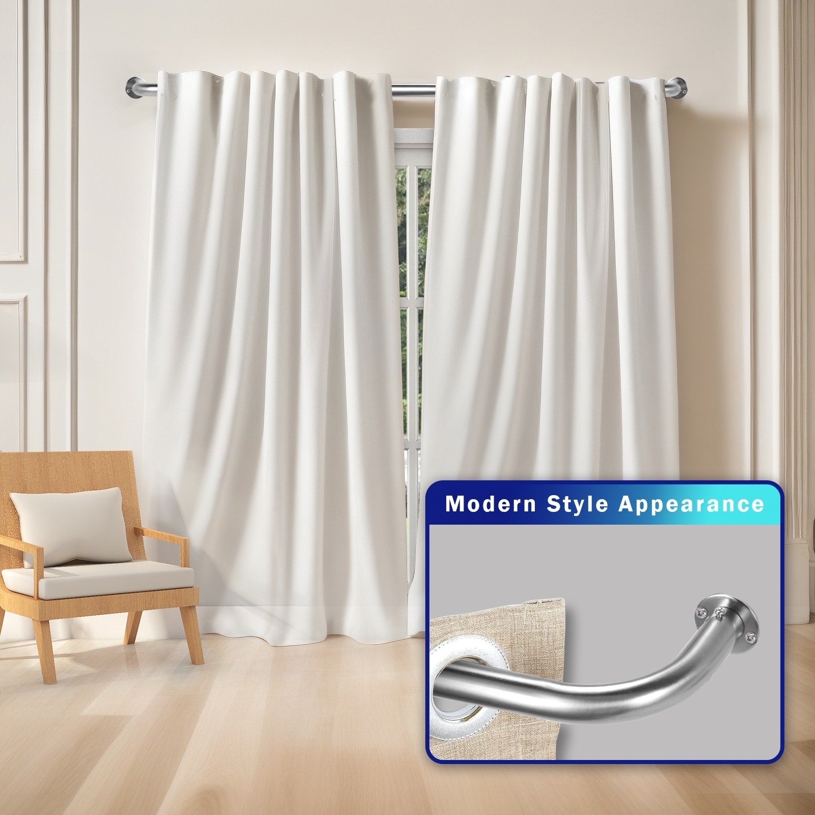 Energy-saving Wraparound Adjustable French Blackout Curtain Rod Set