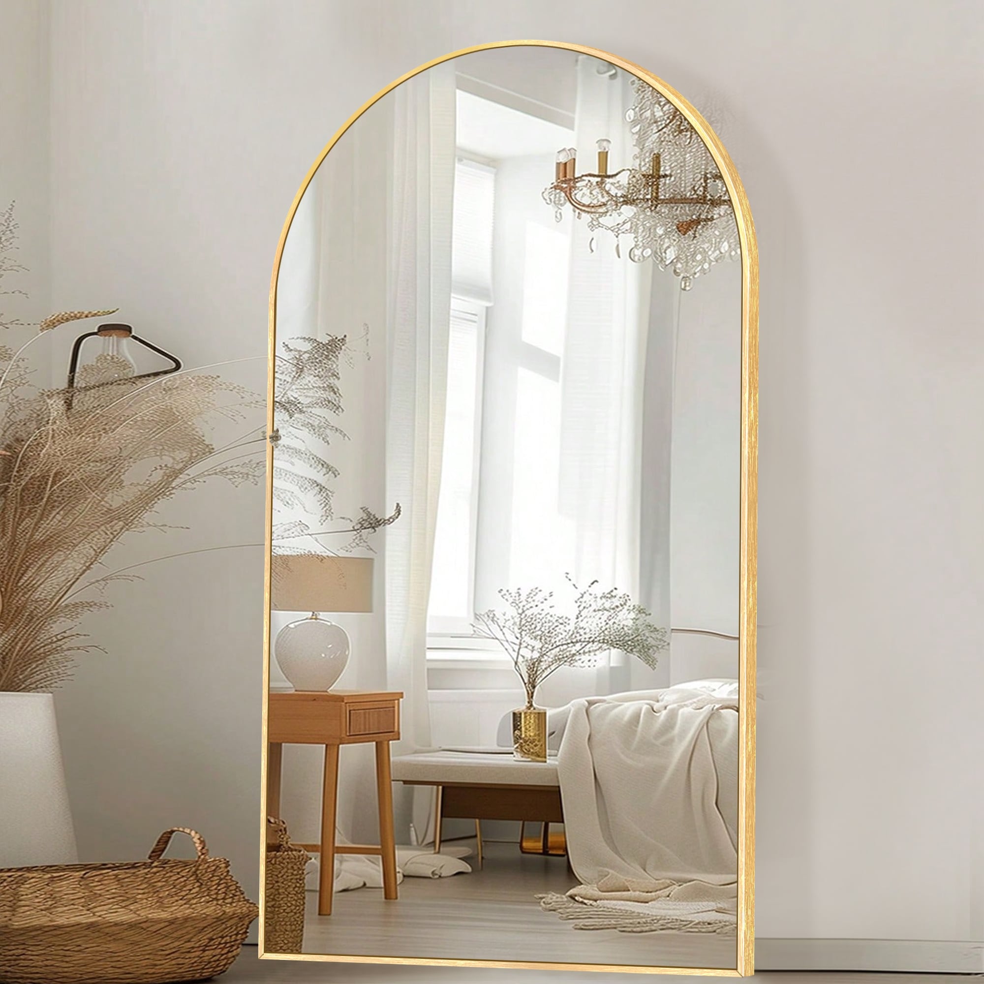 Modern Arched Full Length Aluminum Alloy Floor Mirror Standing Mirror