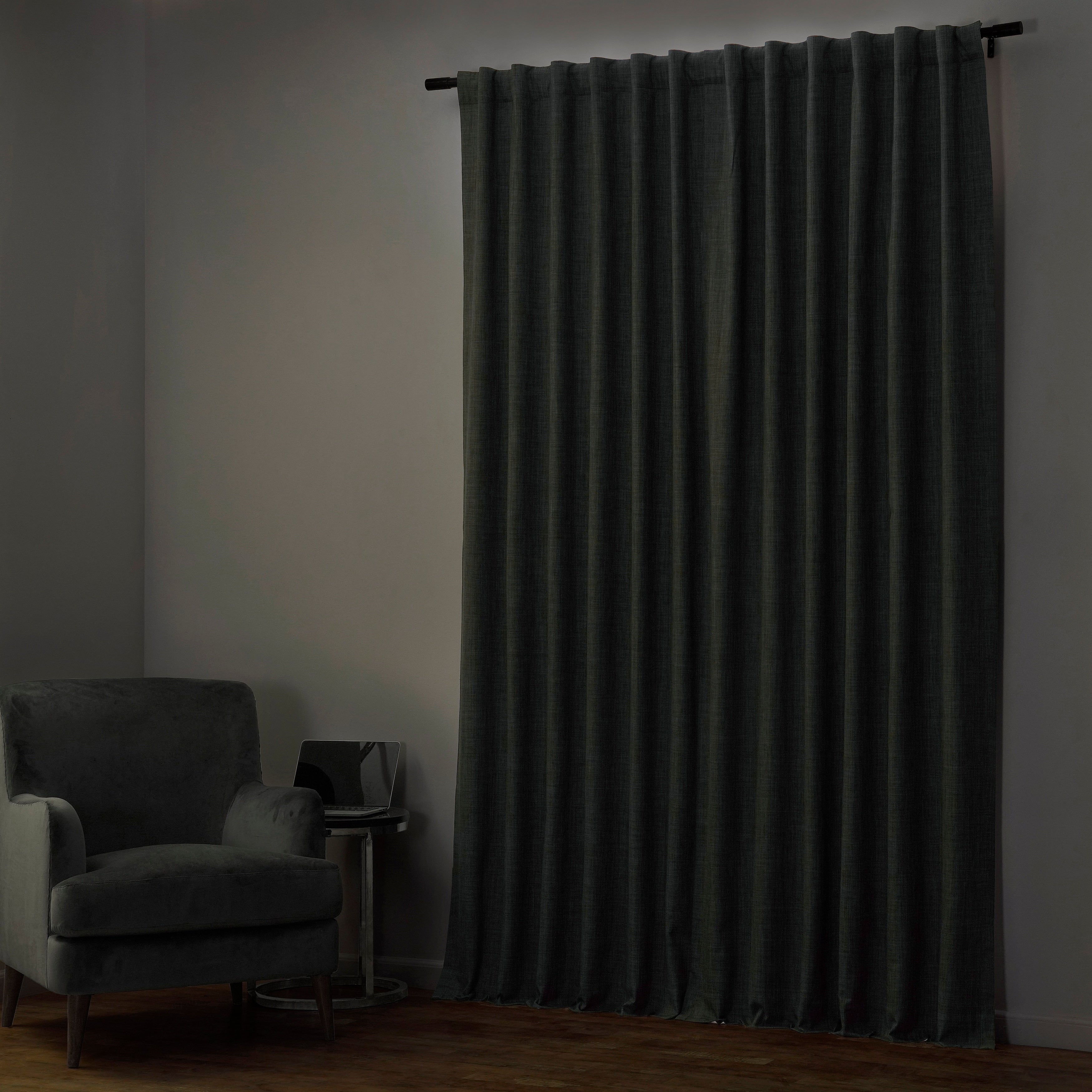 Exclusive Fabrics Extra Wide Performance Linen Blackout Curtains (1 Panel) Thermal Insulated Window Curtains