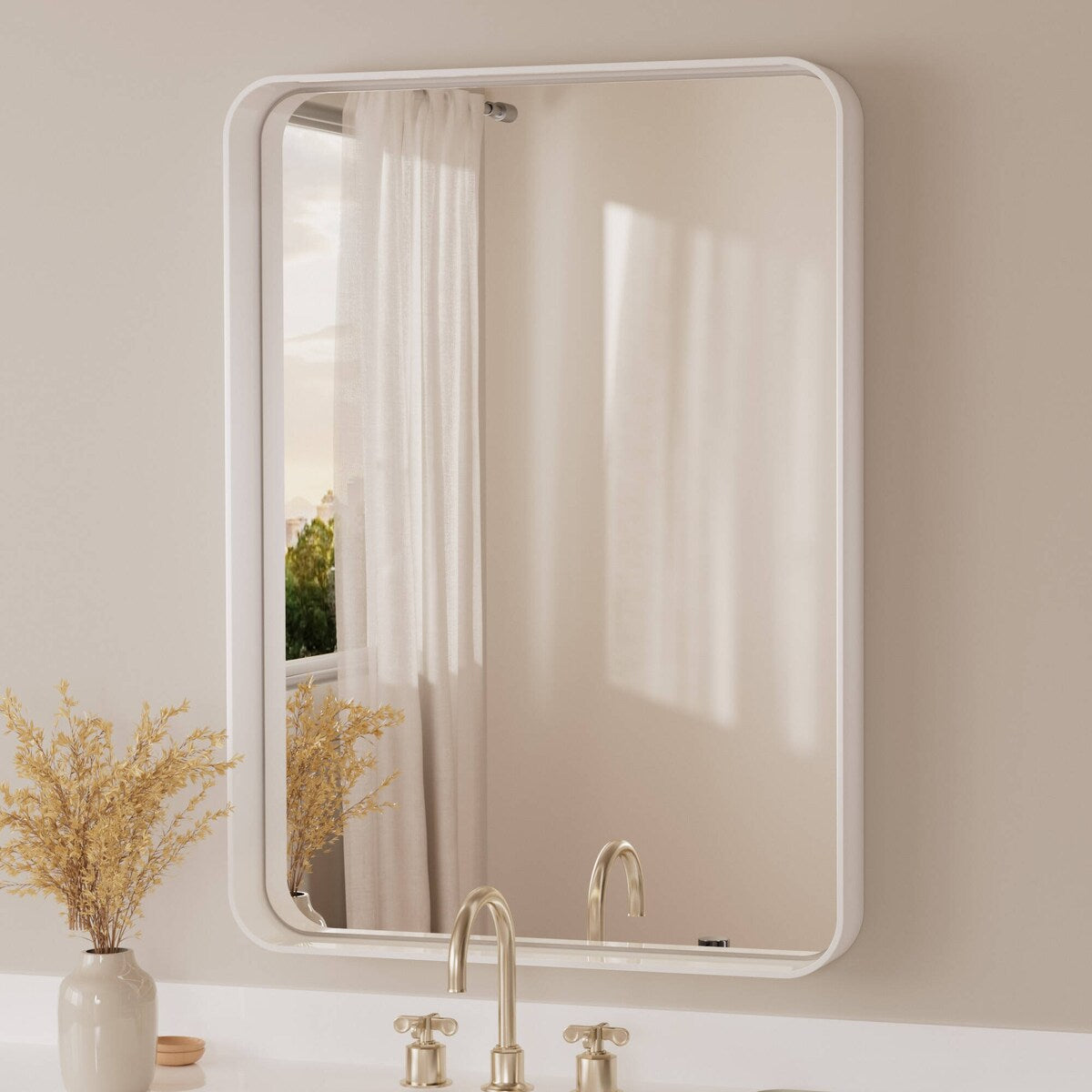 TETOTE Modern Metal Frame Wall Mounted Bathroom Vanity Mirror