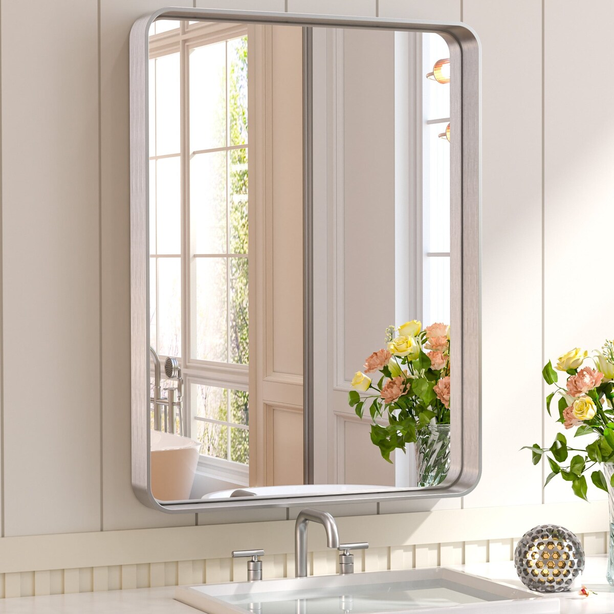 TETOTE Modern Metal Frame Wall Mounted Bathroom Vanity Mirror