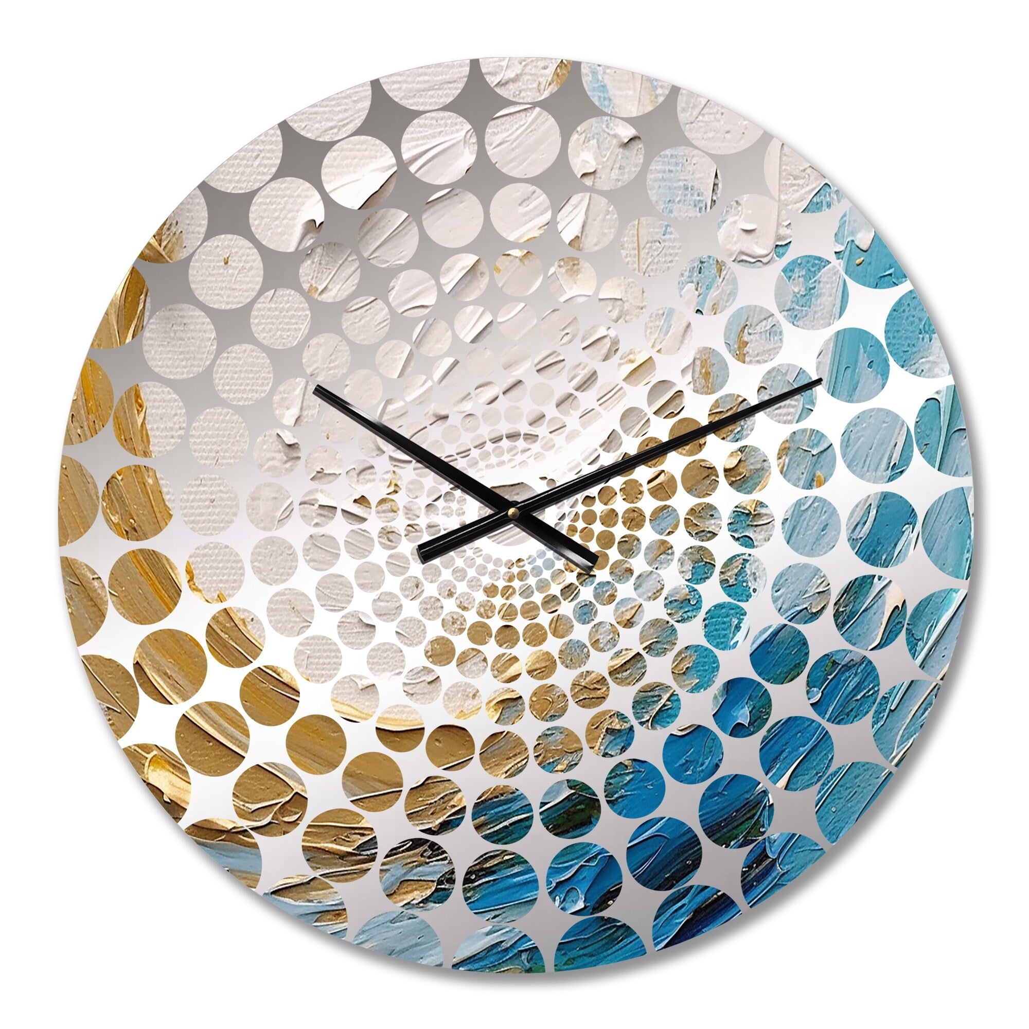 Designart Gold and Turquoise Spiral Nebula Gold Abstract Spirals Clocks Modern Oversized Wall Clocks For Bedroom