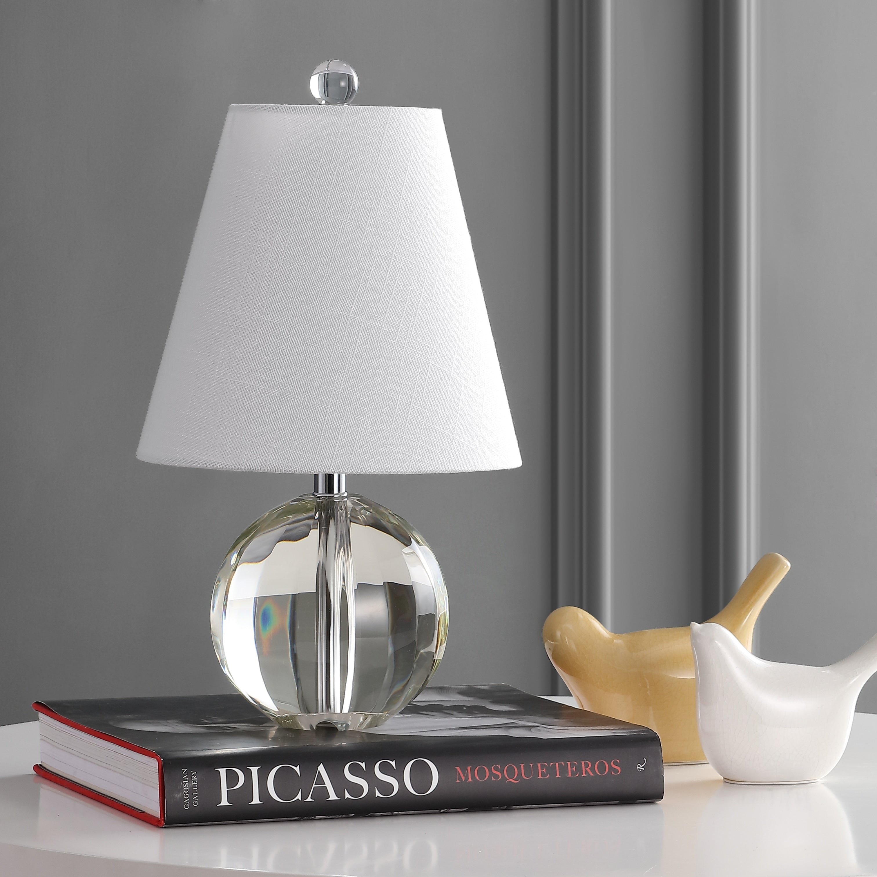 Wyman 16 Crystal Ball/Metal LED Table Lamp, Clear by JONATHAN Y