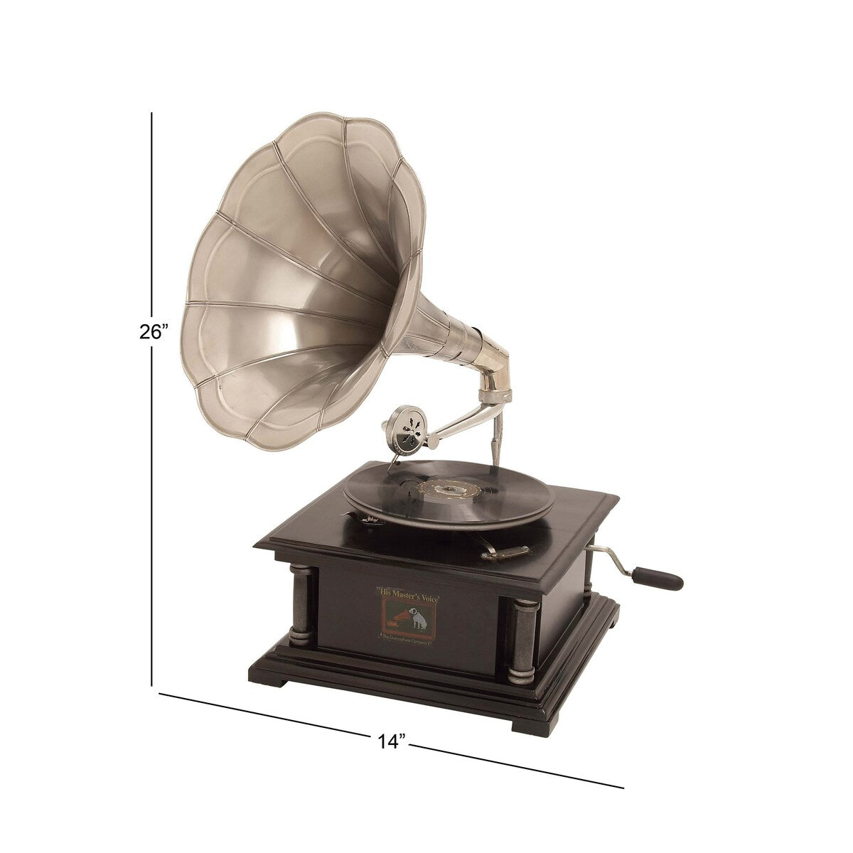 Mango Wood Functional Gramophone with Record - Black - Roche River Decor