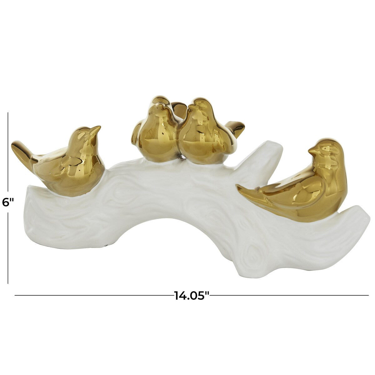 Porcelain Ceramic Bird Decorative Sculpture - Gold - Roche River Decor