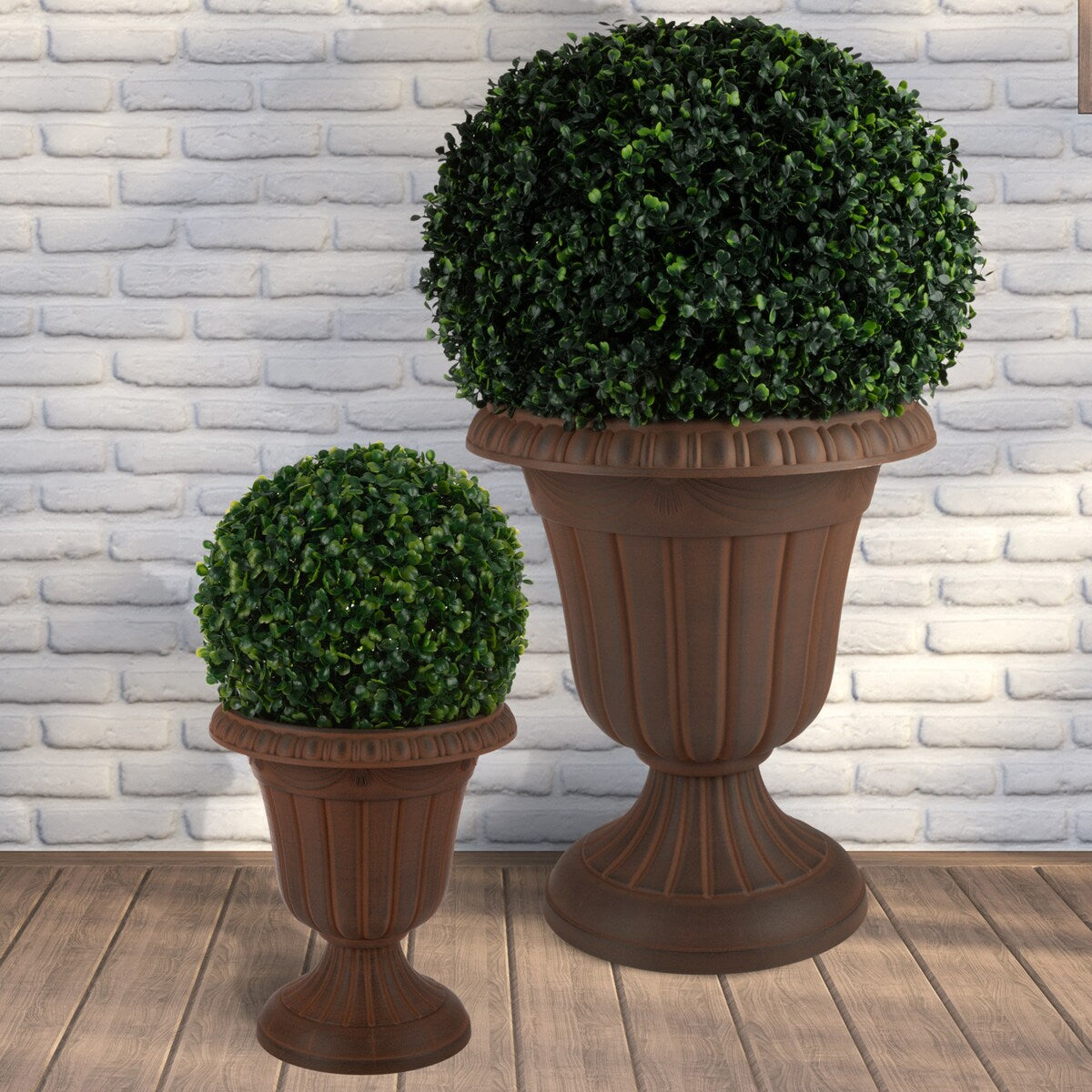 Pure Garden Large and Small Outdoor Urn Planter 2-Pack - Pack of 2