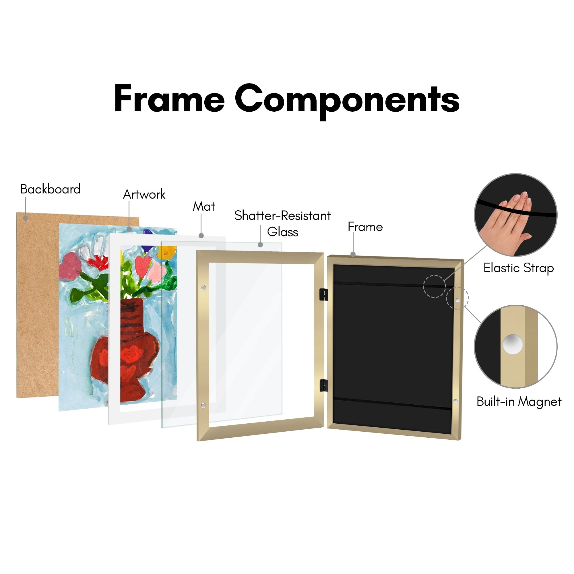 Americanflat 10x12.5 Front-loading Kids Art Frame with Mat