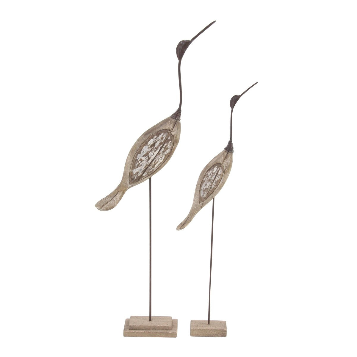 Wood Bird Decorative Sculpture - Set of 2 Brown - Roche River Decor