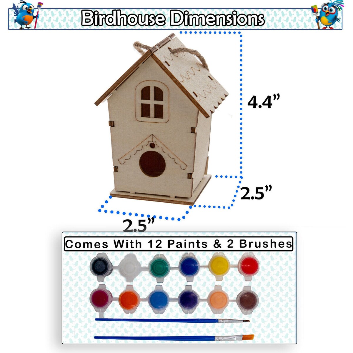 DIY Birdhouse Homemade Wooden - Build Your Own Bird House w/ Easy Painting Kit