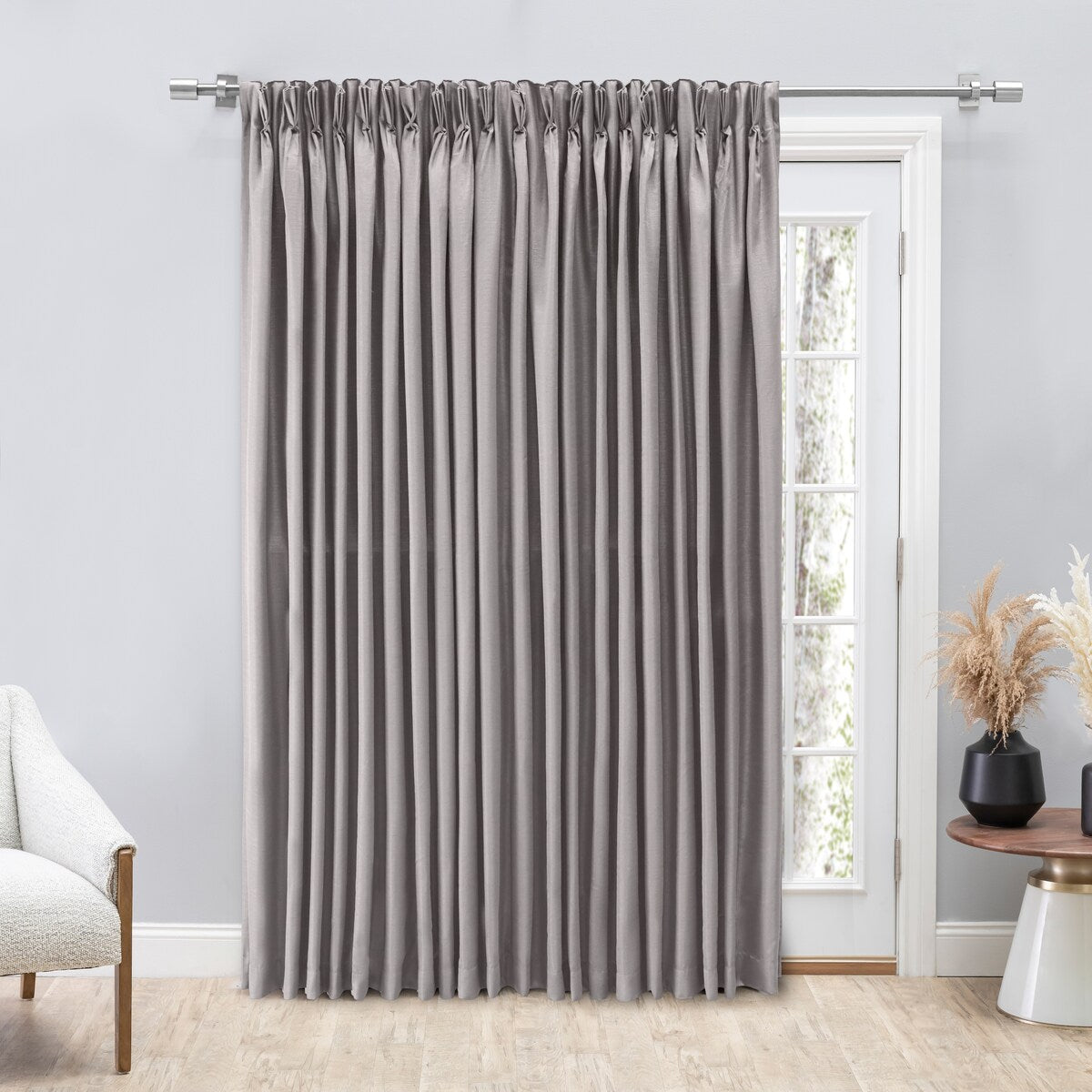 Premium GrassclothSheen Pinch Pleat w Back Tab Patio Curtain Panel