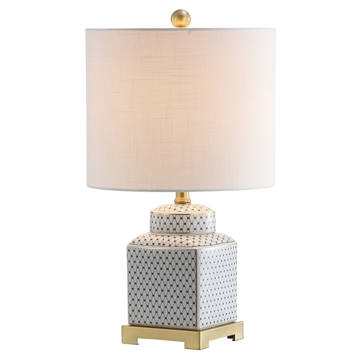 Catherine 21.5 Ceramic/Metal Ginger Jar LED Table Lamp, White/Navy by JONATHAN Y