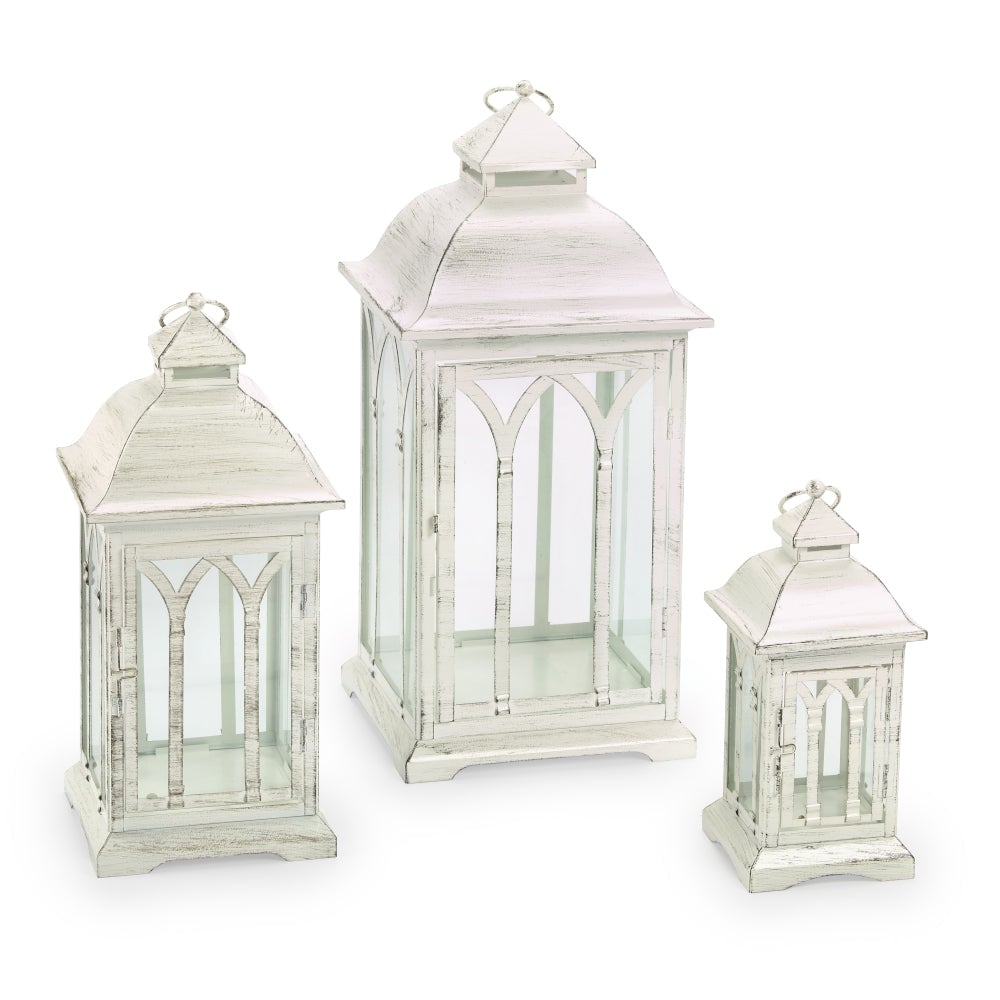 Set of 3 Indoor-Outdoor Lombard Metal Lanterns