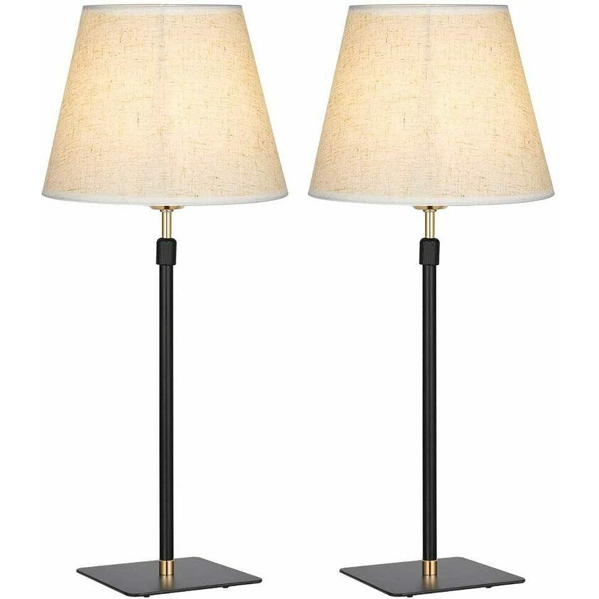 Adjustment Bedside Metal Desk Lamps, Linen Fabric Lamp Shade, Set of 2