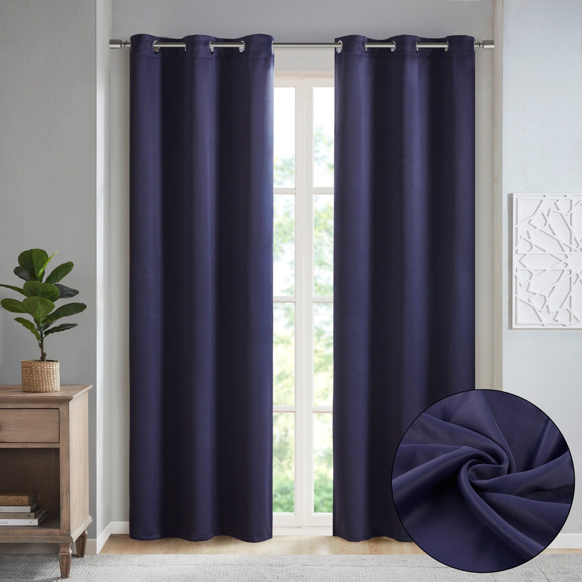 SunSmart Brent Solid Blackout Triple Weave Grommet Top Curtain Panel Pair