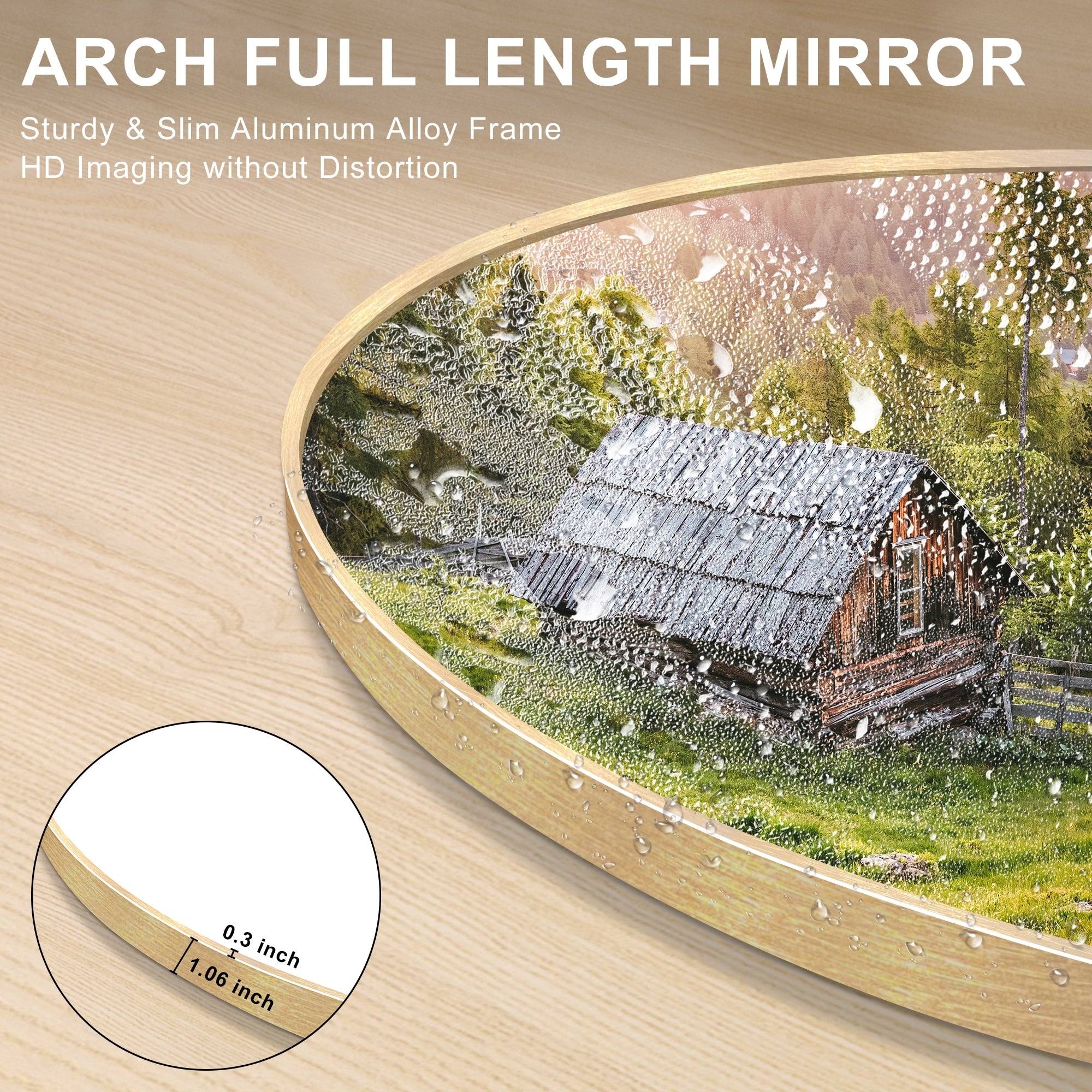 Modern Arched Full Length Aluminum Alloy Floor Mirror Standing Mirror