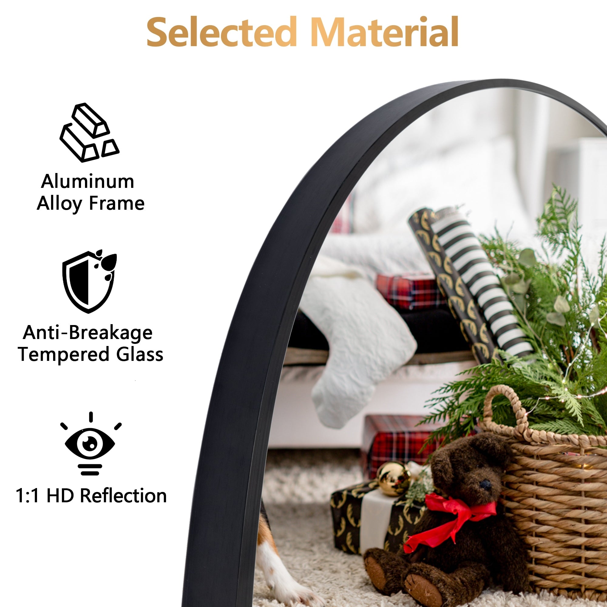 64x21Arch Full Length Floor Mirror with Stand Aluminum Alloy Frame,Wall-Mounted Mirror