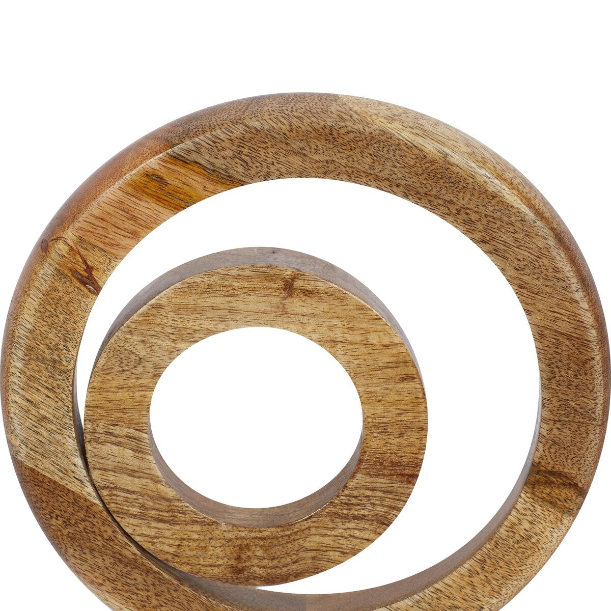 Mango Wood Geometric Circle Decorative Sculpture with Marble Stand - Brown - Roche River Decor