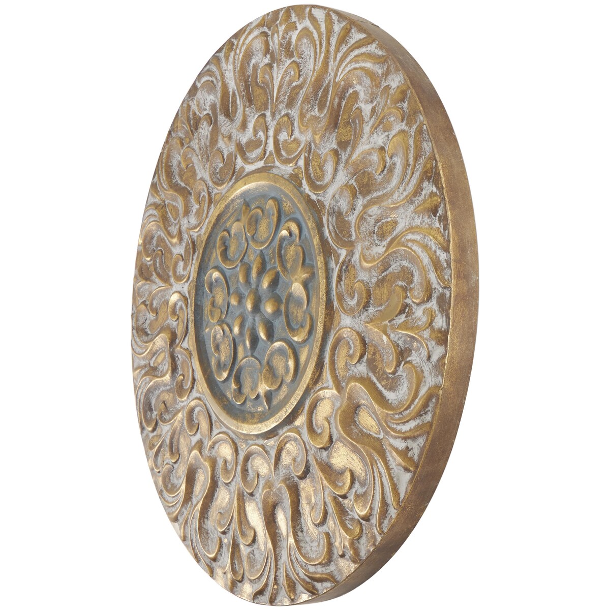 Metal Plate Home Wall Decor with Embossed Details - Gold - Roche River Decor