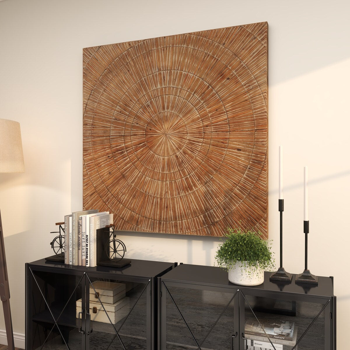 Wood Starburst Handmade Carved Radial Home Wall Decor - Brown - Roche River Decor