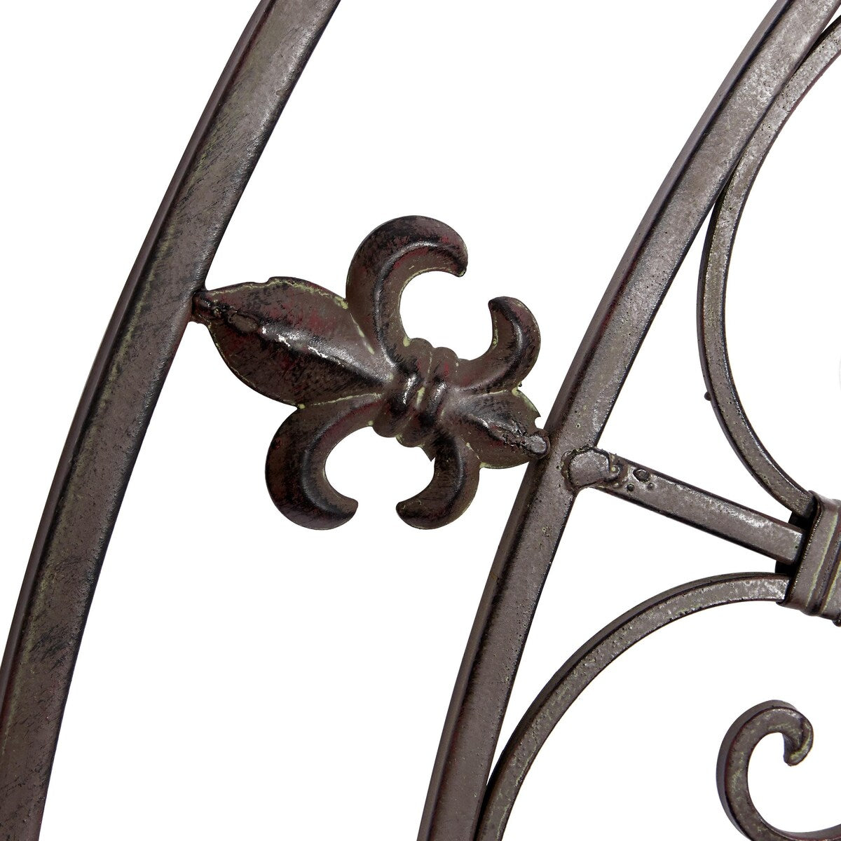 Metal Fleur De Lis Circle Home Wall Decor with Scrollwork - Black - Roche River Decor