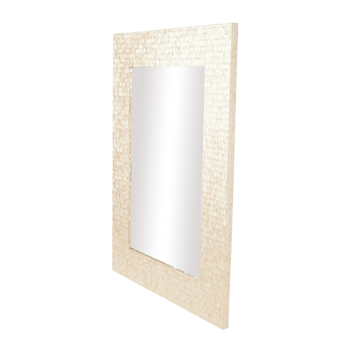 Mother of Pearl Shell Handmade Mosaic Room Wall Mirror - Cream - Roche River Decor