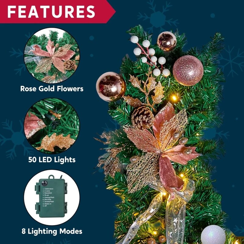 Pre-Lit 6ft Christmas Garland with 50 LED Lights - Green