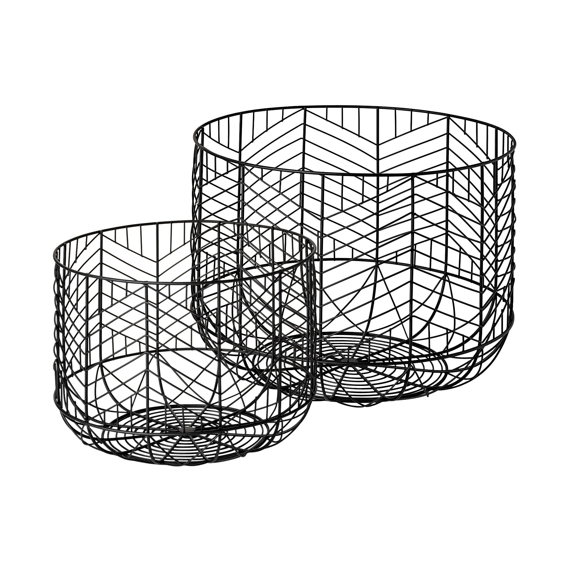 Idris Black Metal Geometric Mesh Bowls (Set of 2)