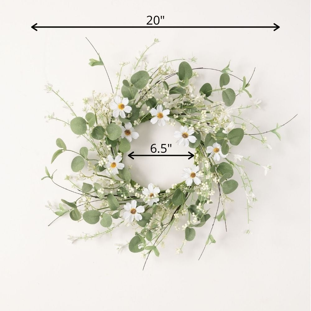 Sullivans Artificial Daisy & Eucalyptus Accent Wreath 20H Green