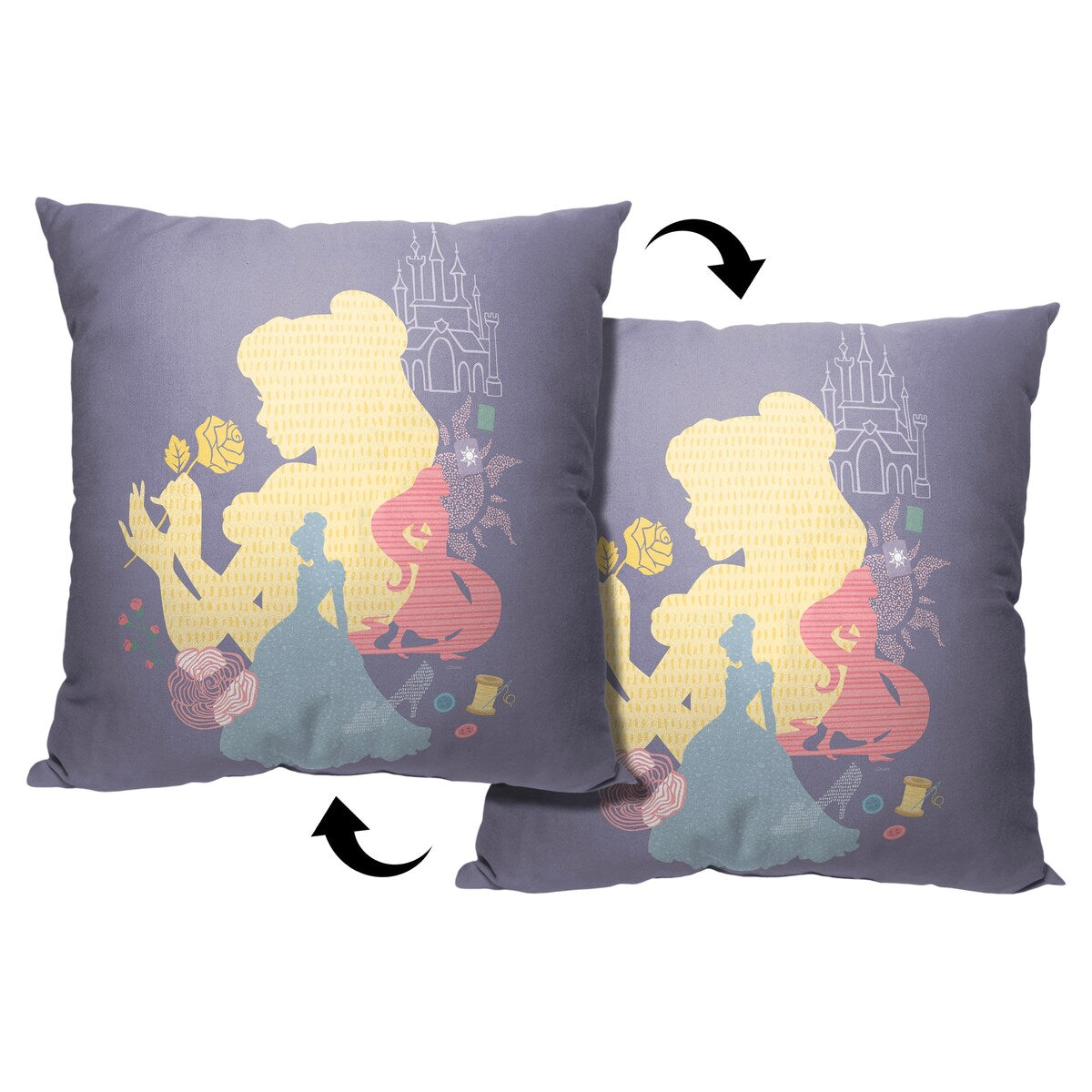 Disney Princess Royal Silhouette Printed Throw Pillow - Purple