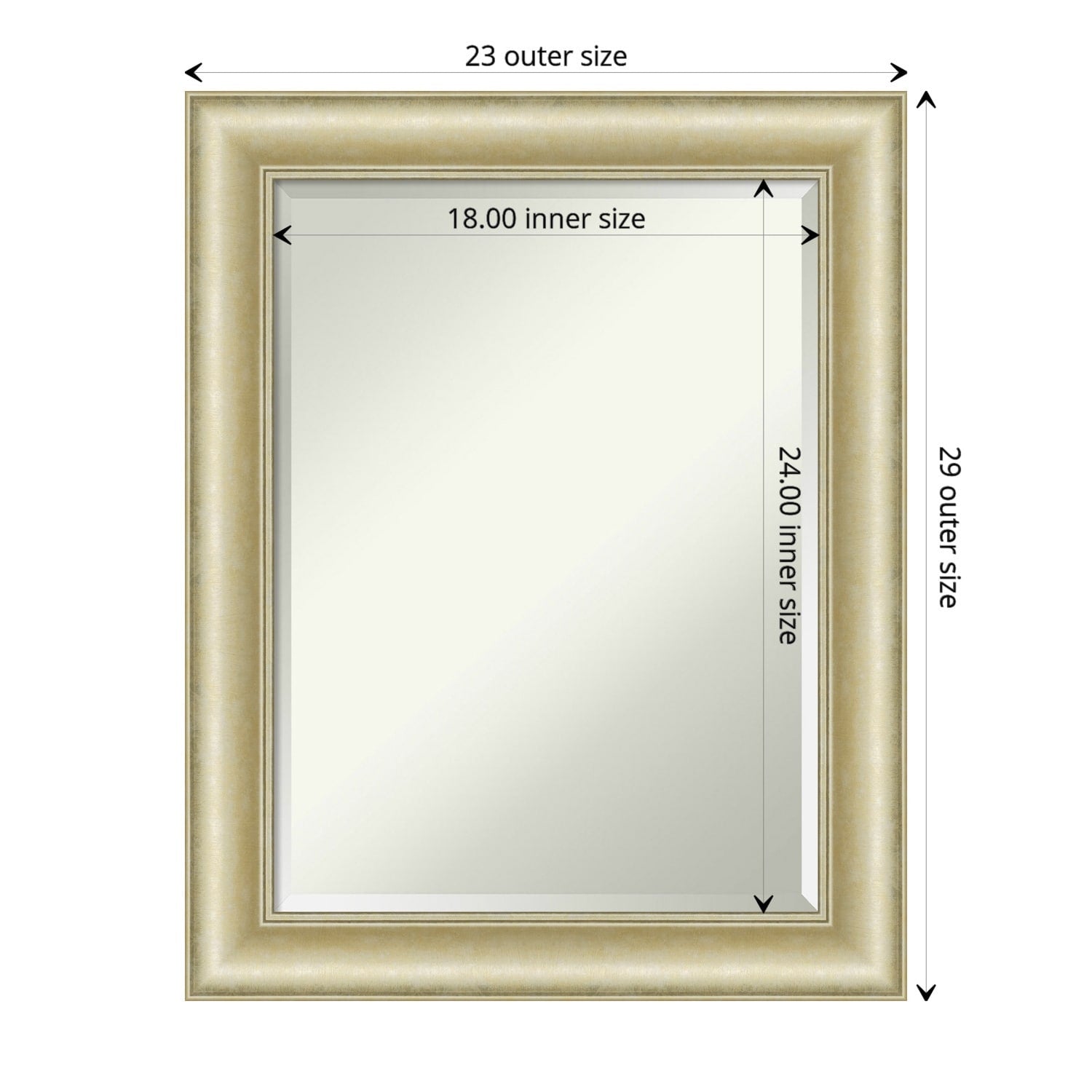 Beveled Bathroom Wall Mirror - Textured Light Gold Frame