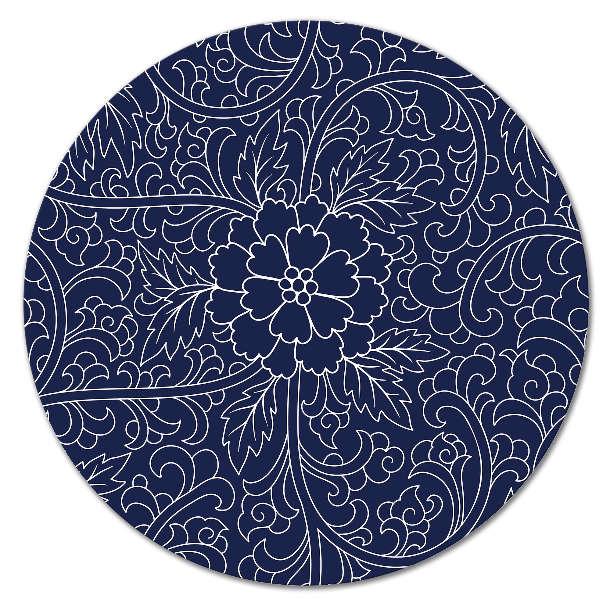 Designart 'Dark Blue Chinese Pattern' Modern Metal Circle Wall Art