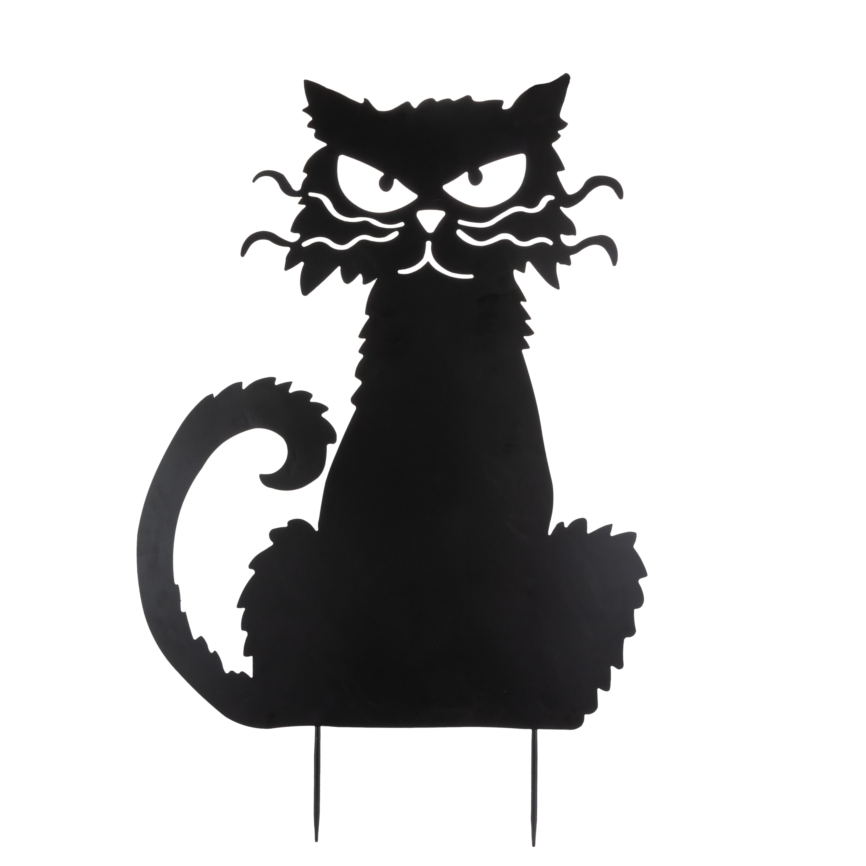 35.16 inch Black Metal Halloween Metal Cat Silhouette Yard Stake