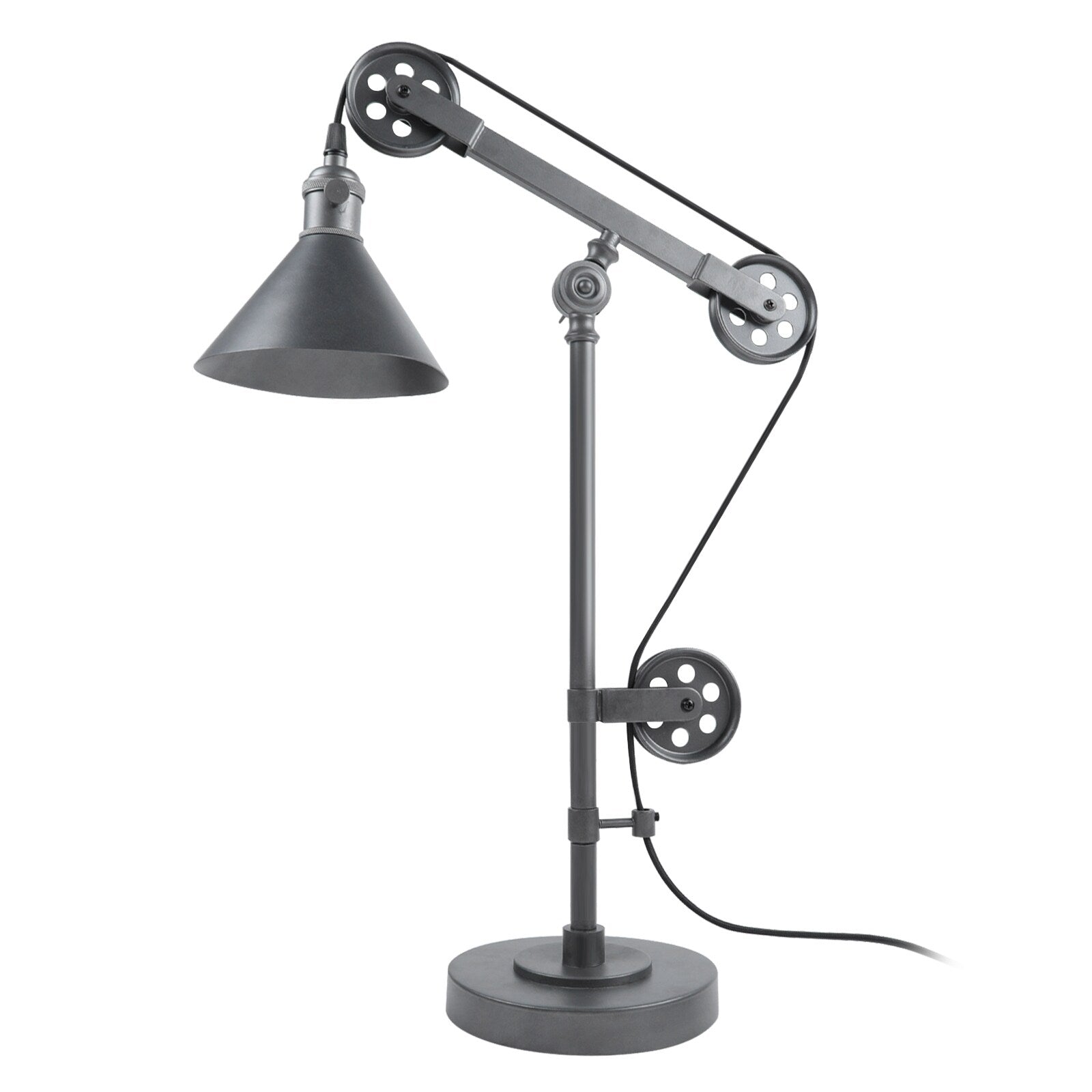 Industrial Table Lamp With Pulley System Adjustable Arm Desk Lamp