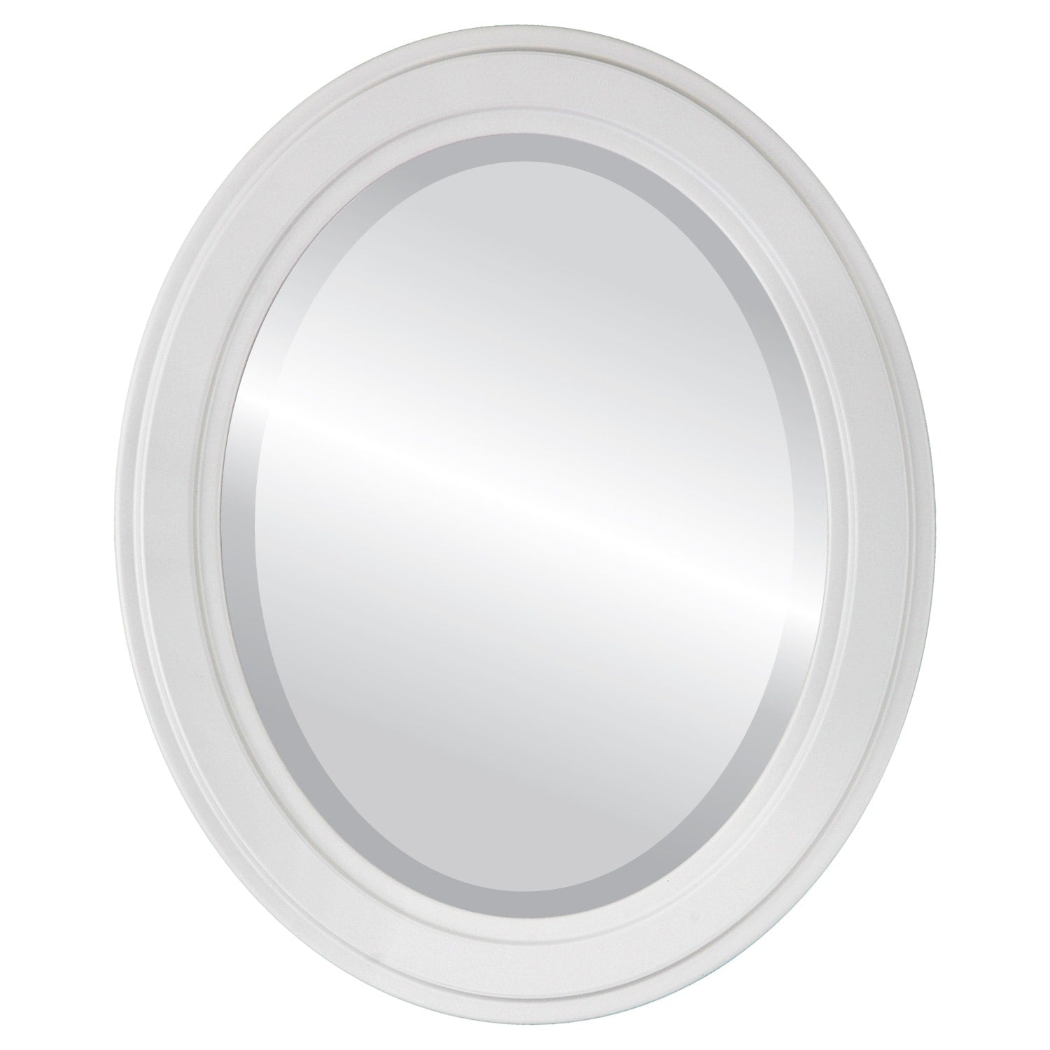 Wright Linen White Framed Oval Mirror