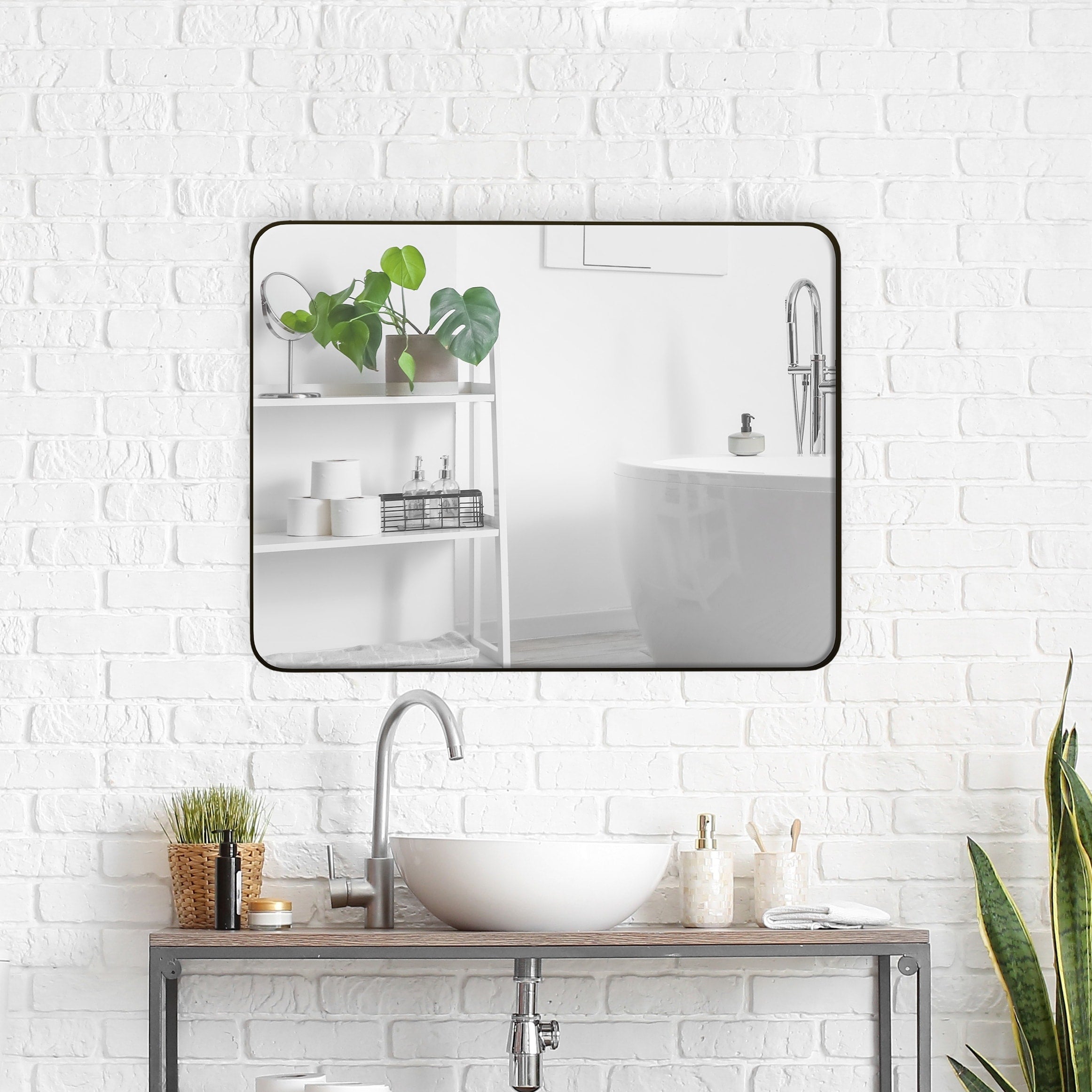 Wall Mirror 24x36 Inch Black Rectangular Mirror Metal Framed Mirror Vanity Mirror Dressing Mirror, for Bathroom, Living Room