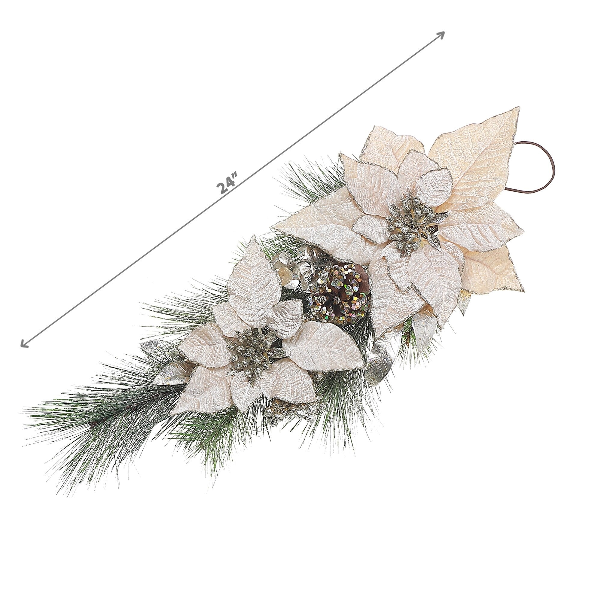 Poinsettia And Pinecone Door Hanger - Multi