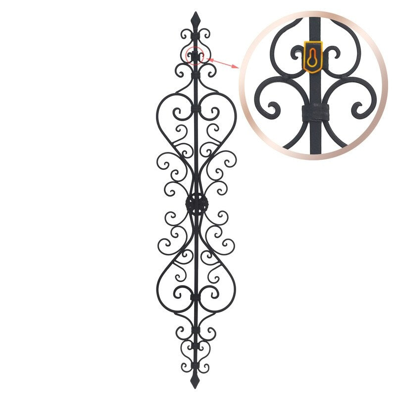 ADECO Black Scrolled Flower Metal Wall Decor Art Oblong Living Room