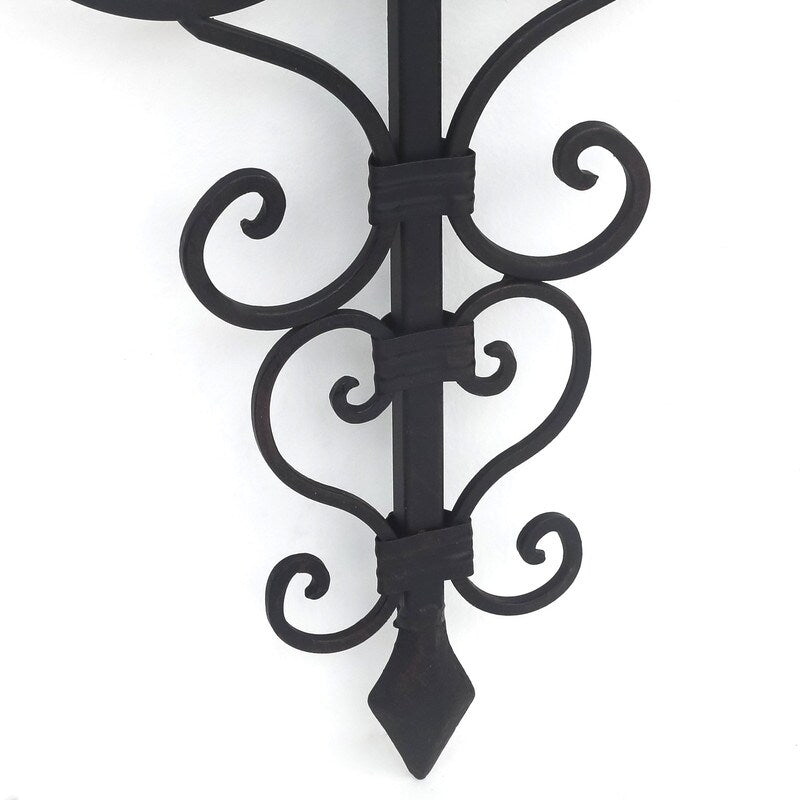 ADECO Black Scrolled Flower Metal Wall Decor Art Oblong Living Room