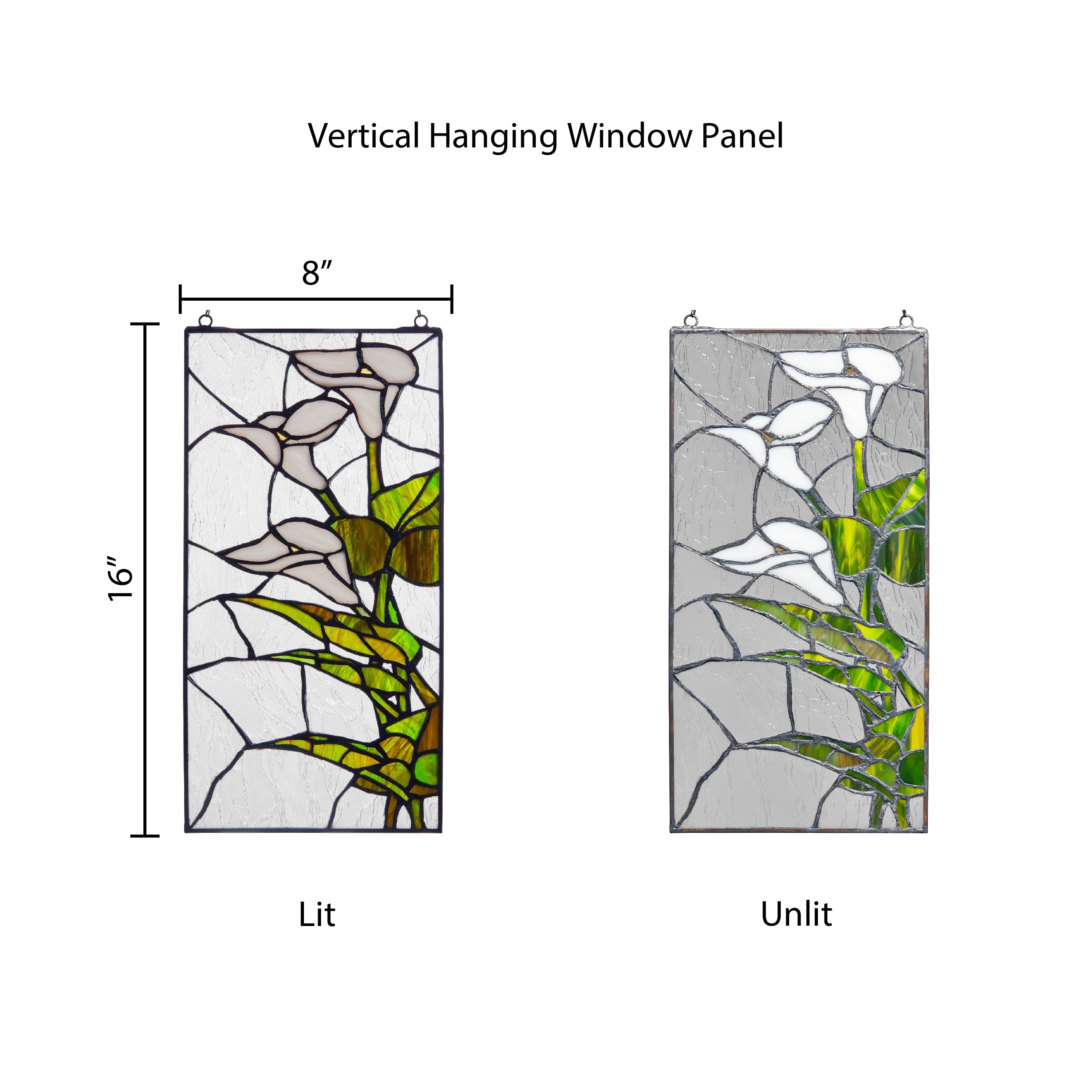 River of Goods 16-Inch Traditional Floral Stained Glass Window Panel - 8 x 0.25 x 16