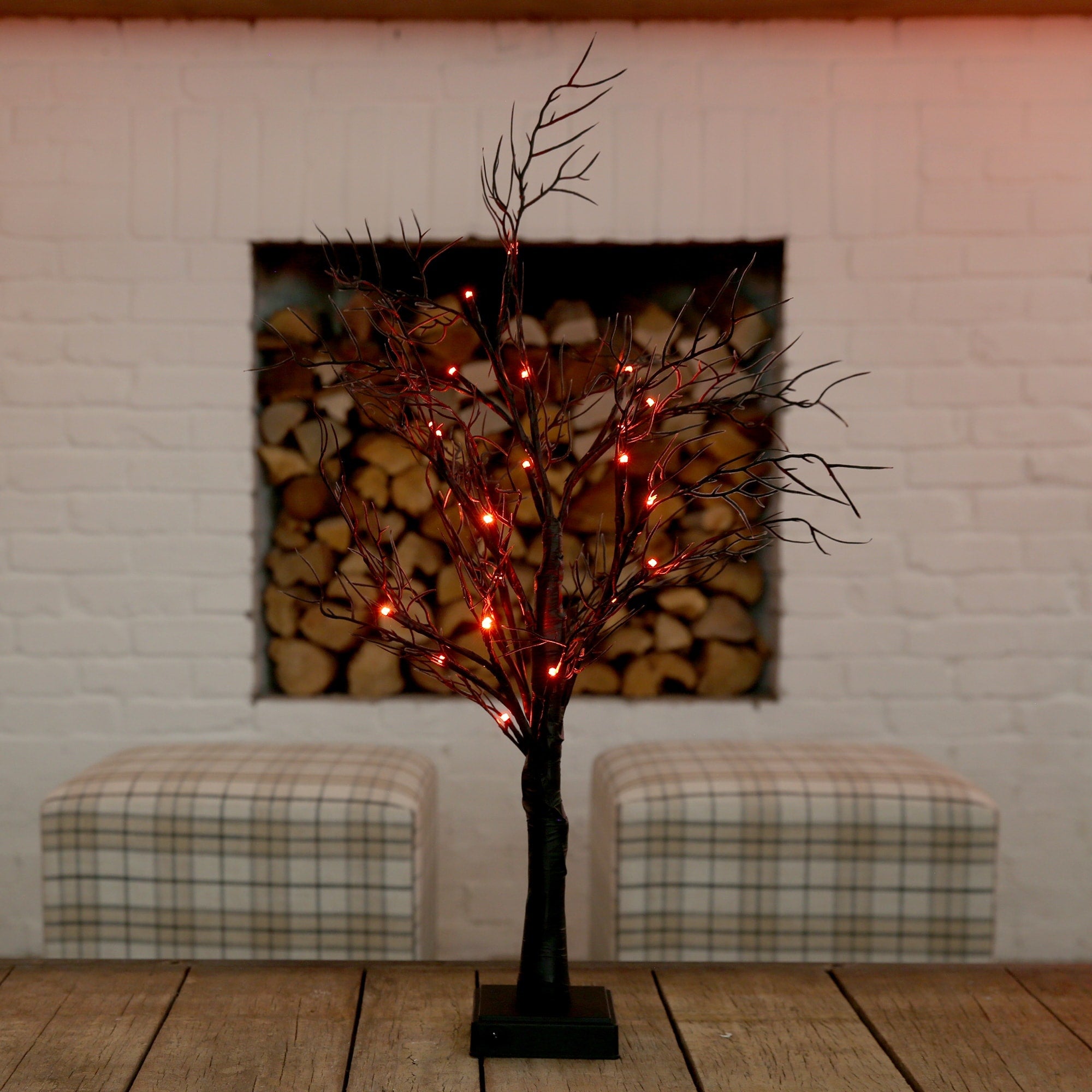 2' Pre-Lit Halloween Deluxe Twig Tree with 44 Orange & Purple LED