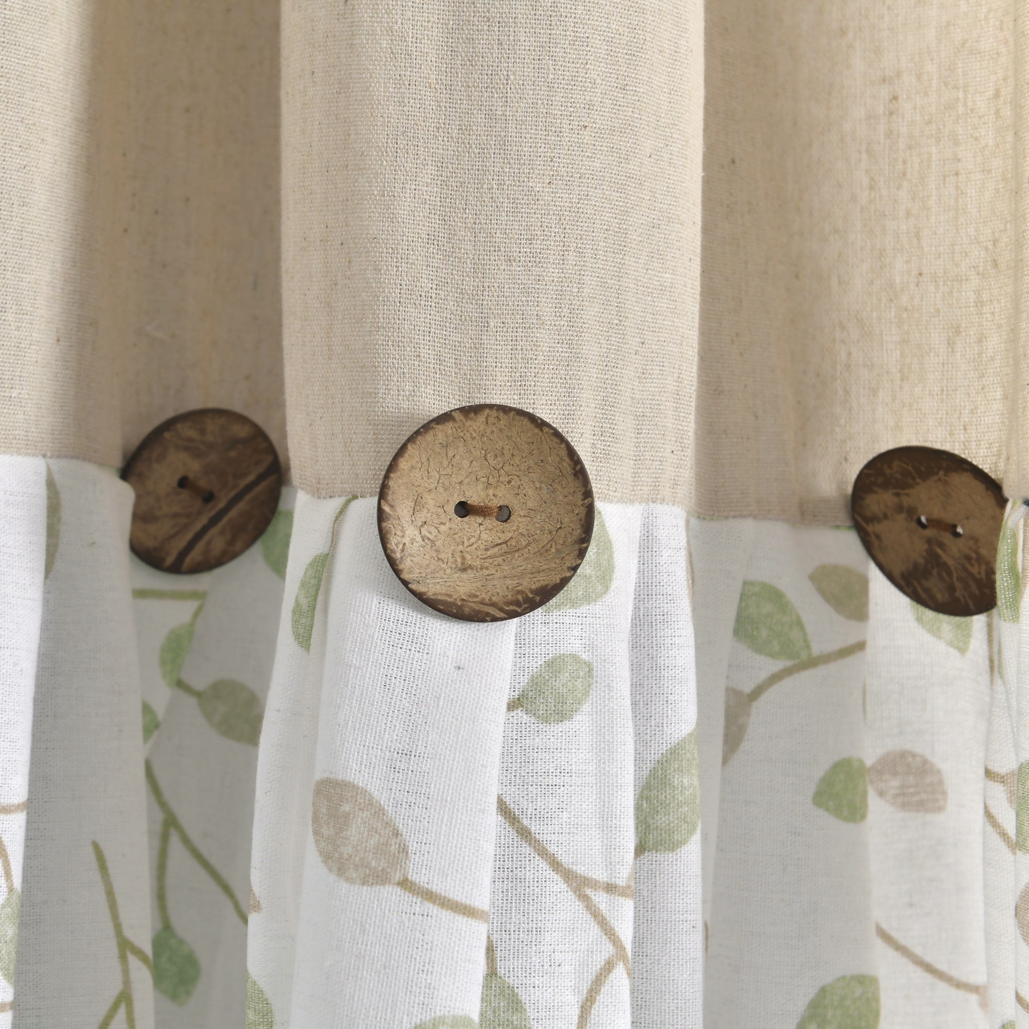 Lush Decor Linen Button Botanical Garden Window Curtain Panels Single